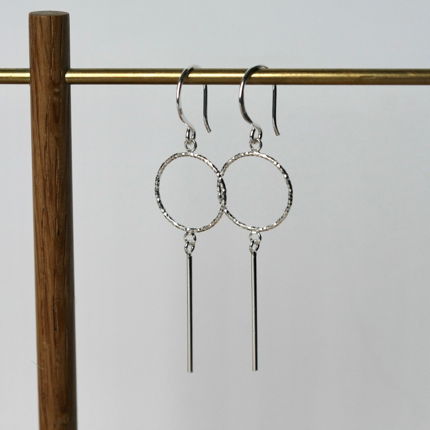 Silver Circle and Bar Earrings