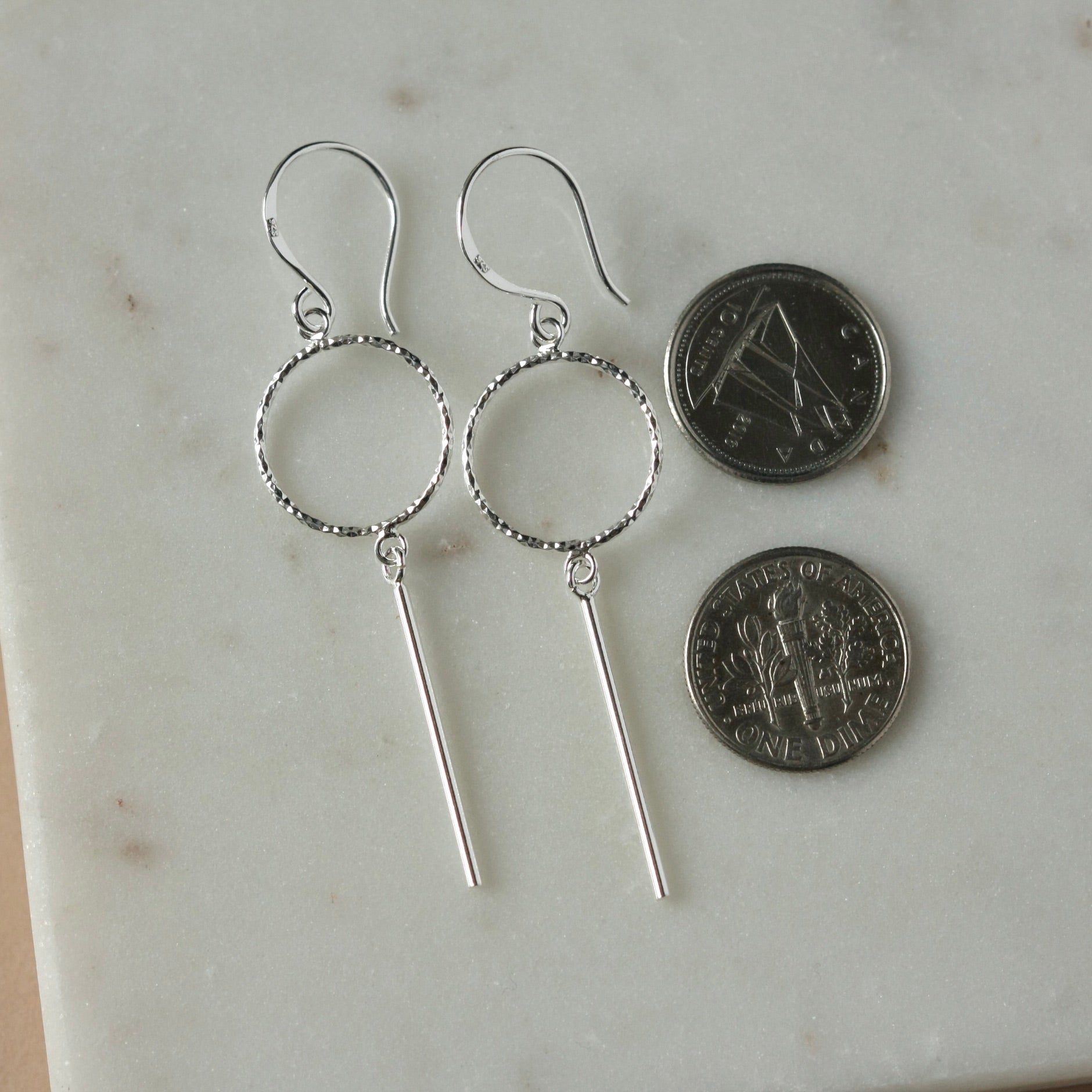 Silver Circle and Bar Earrings