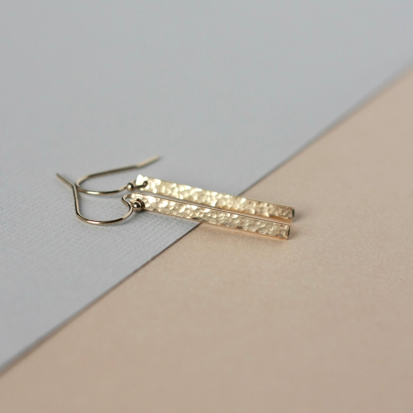 Hammered Gold Bar Earrings