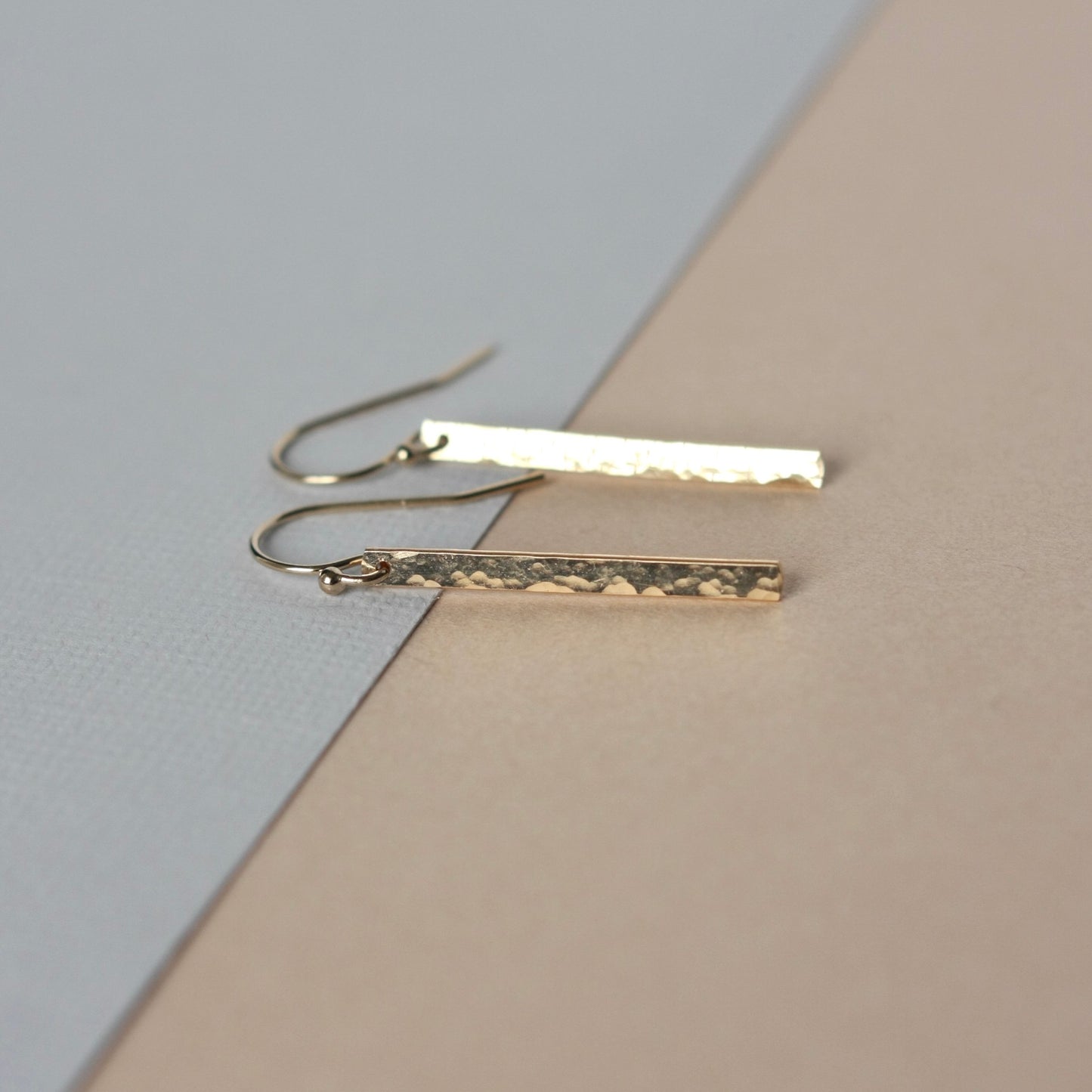 Hammered Gold Bar Earrings