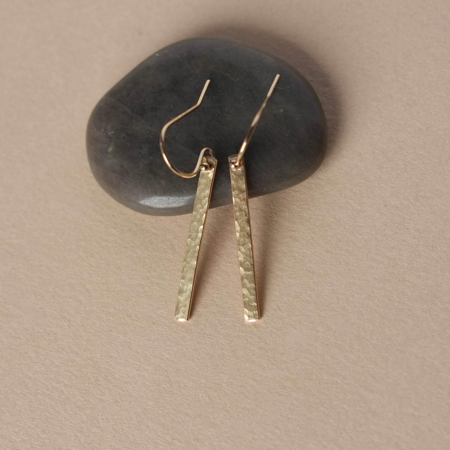 Hammered Gold Bar Earrings