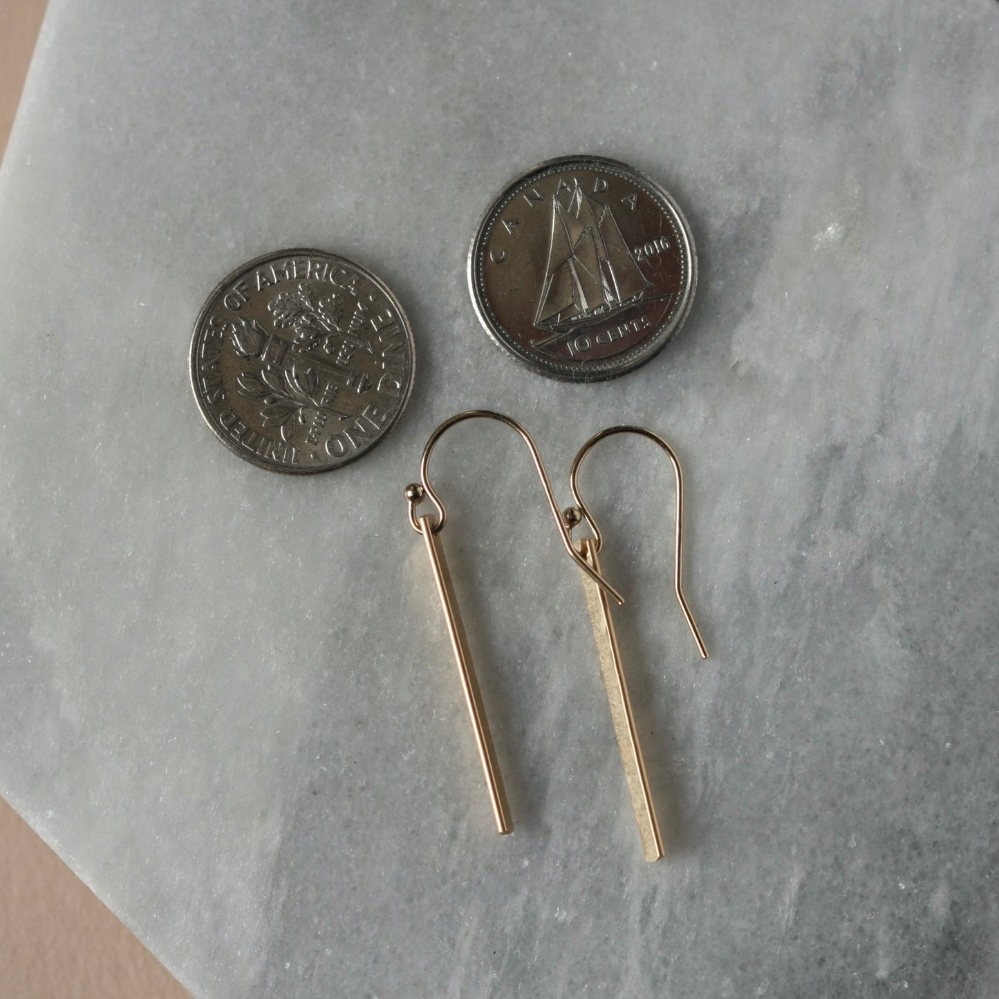 Hammered Gold Bar Earrings