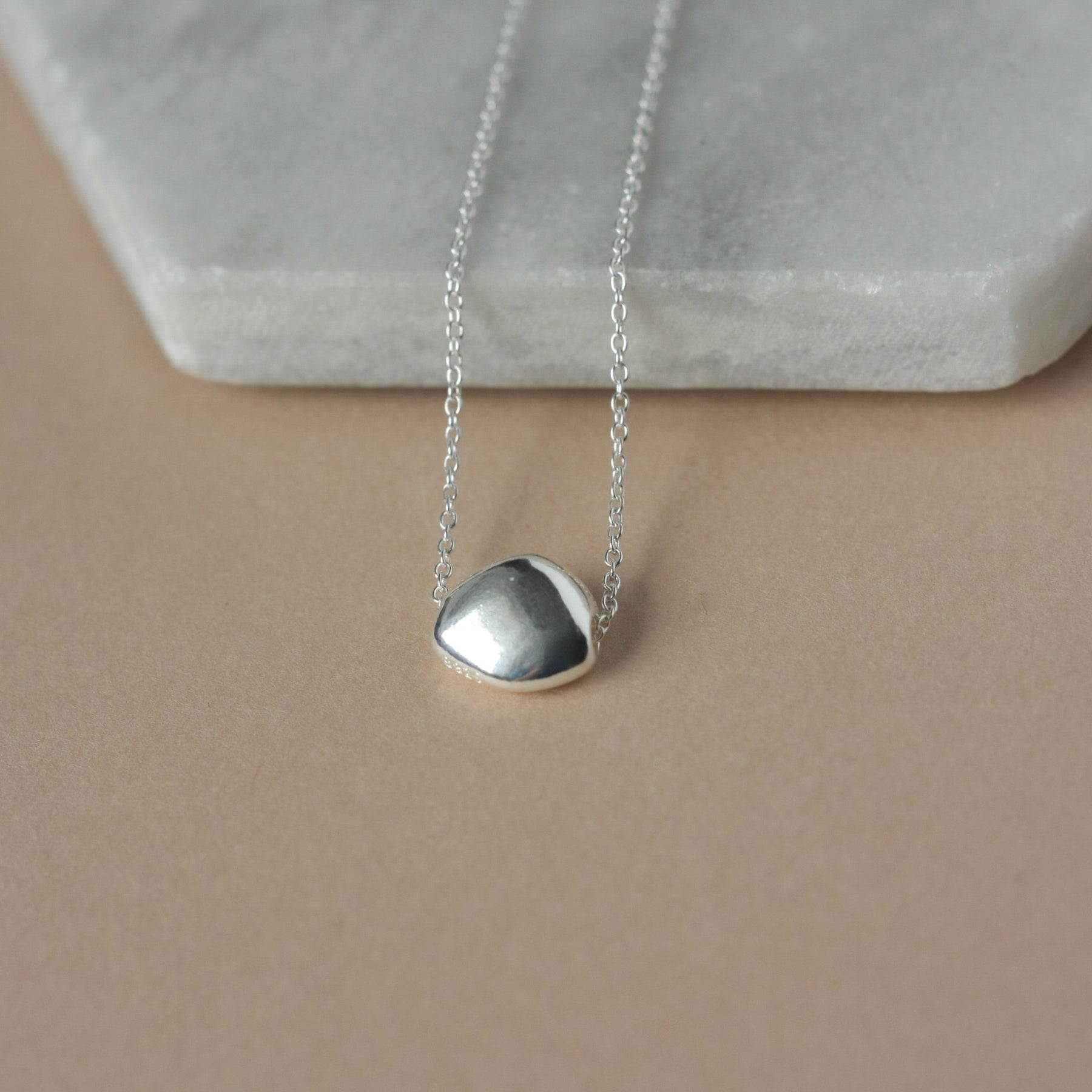 Sterling Silver Organic Pebble Pendant Necklace