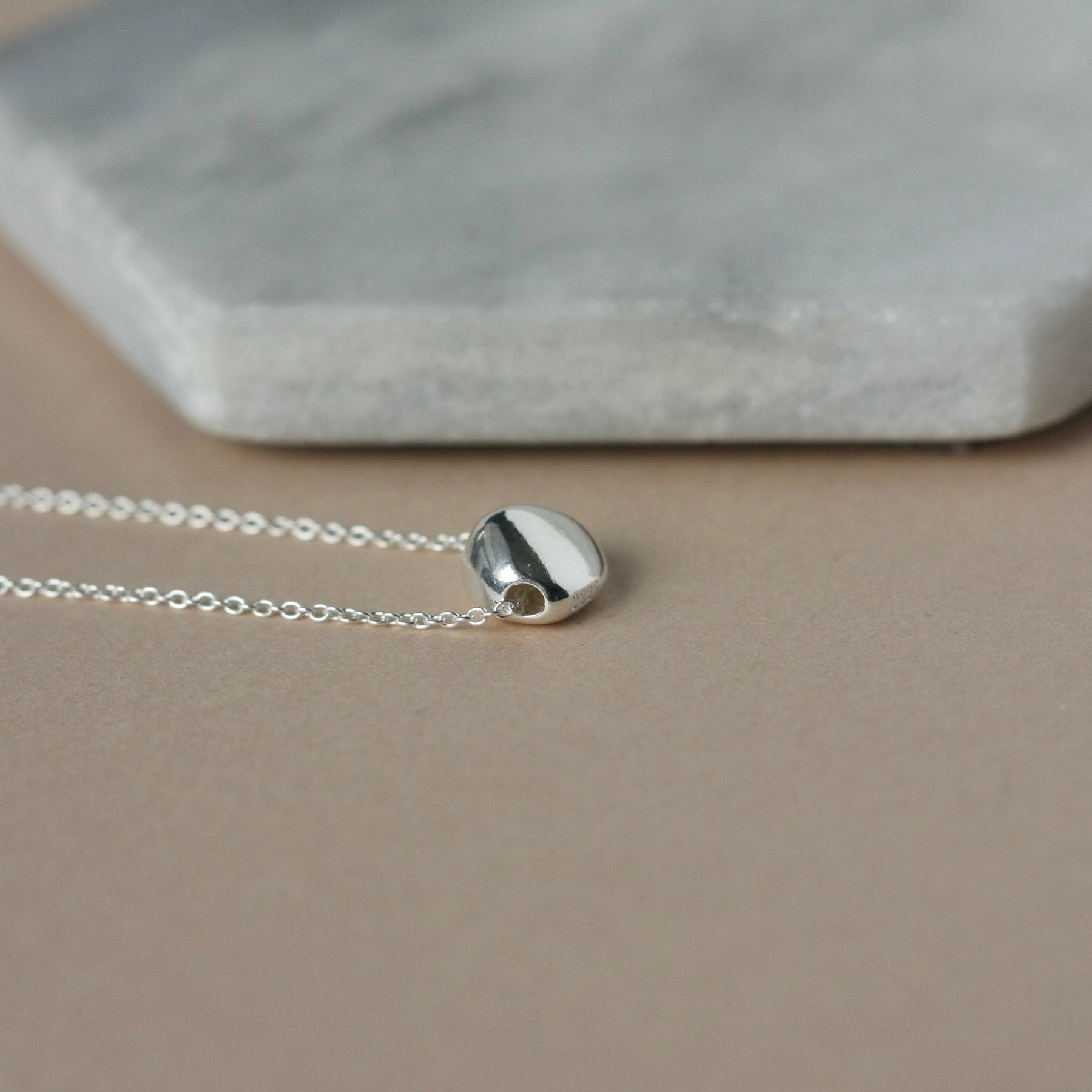 Sterling Silver Organic Pebble Pendant Necklace