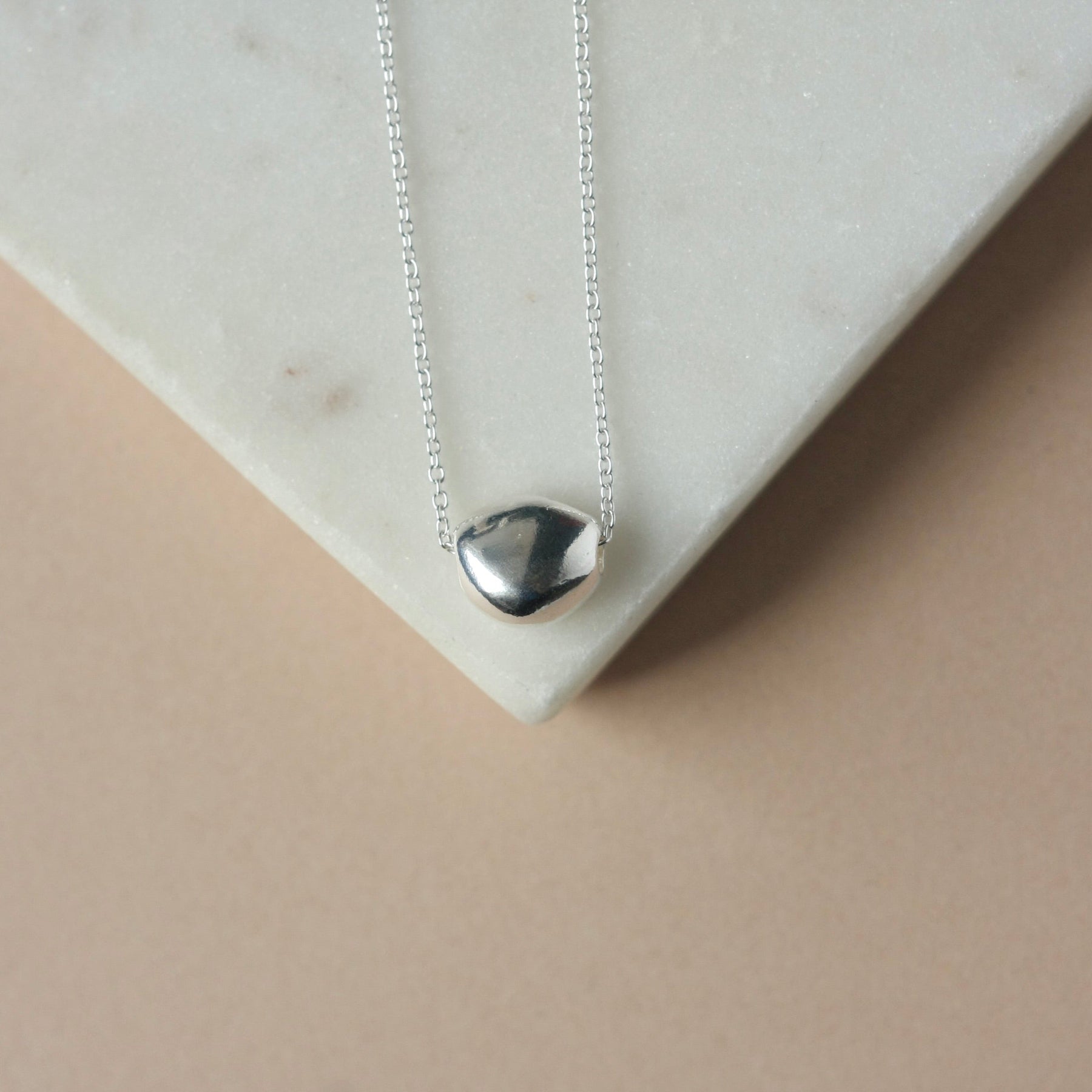 Sterling Silver Organic Pebble Pendant Necklace