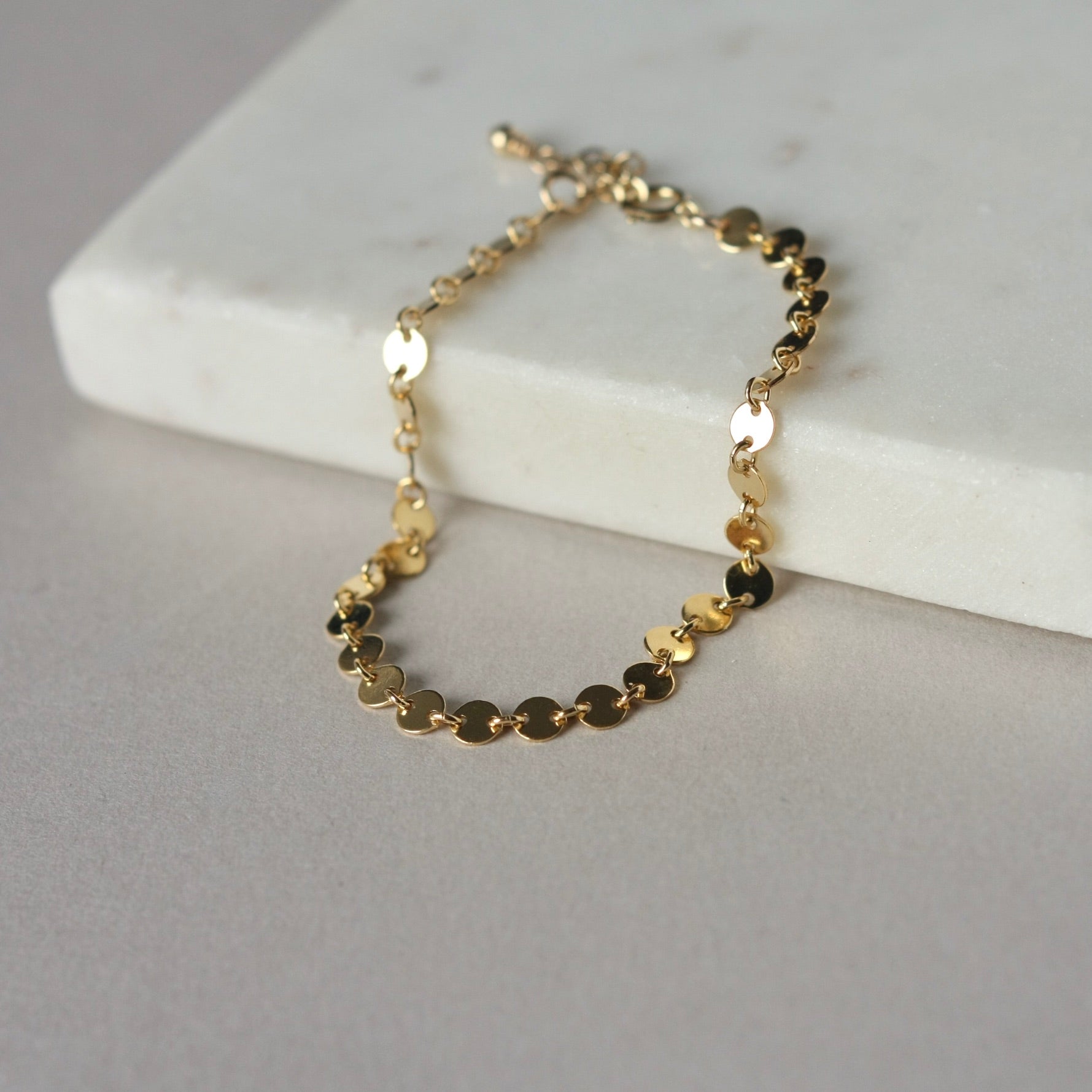 Gold Disc Sequin Chain Bracelet