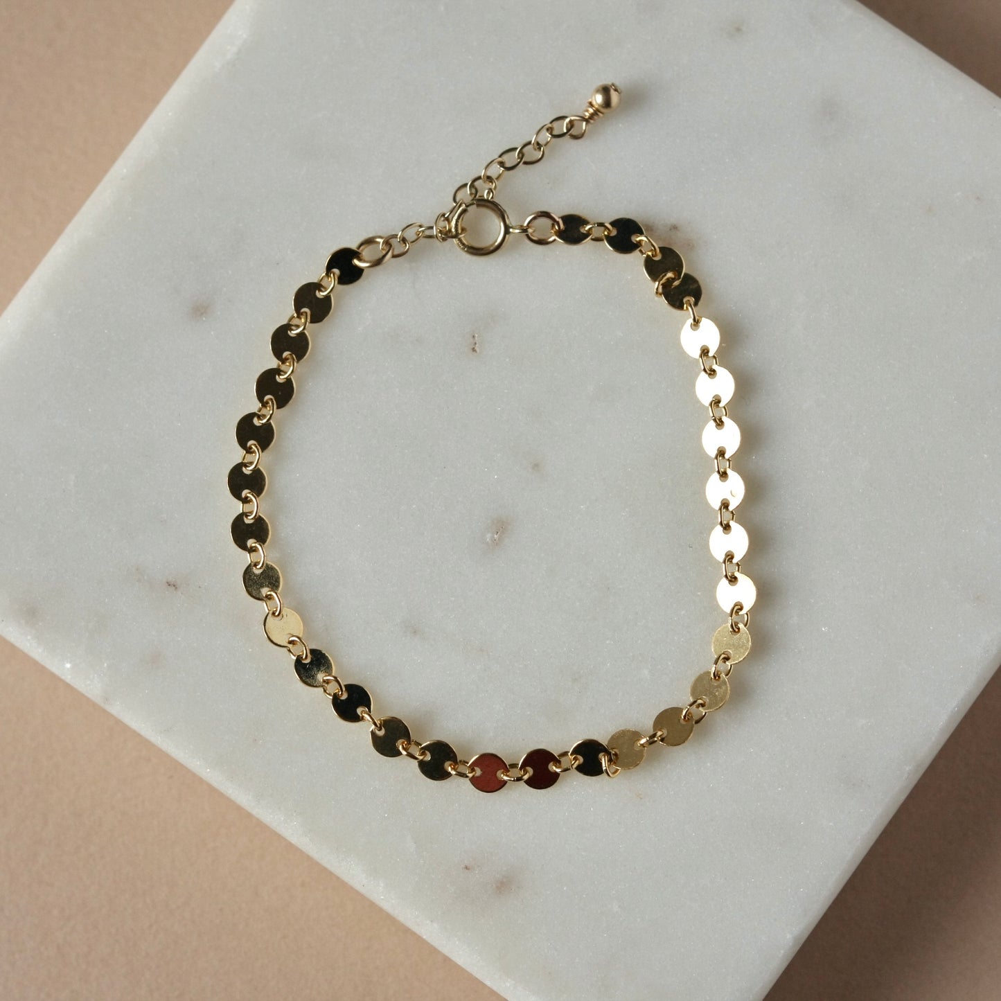 Gold Disc Sequin Chain Bracelet