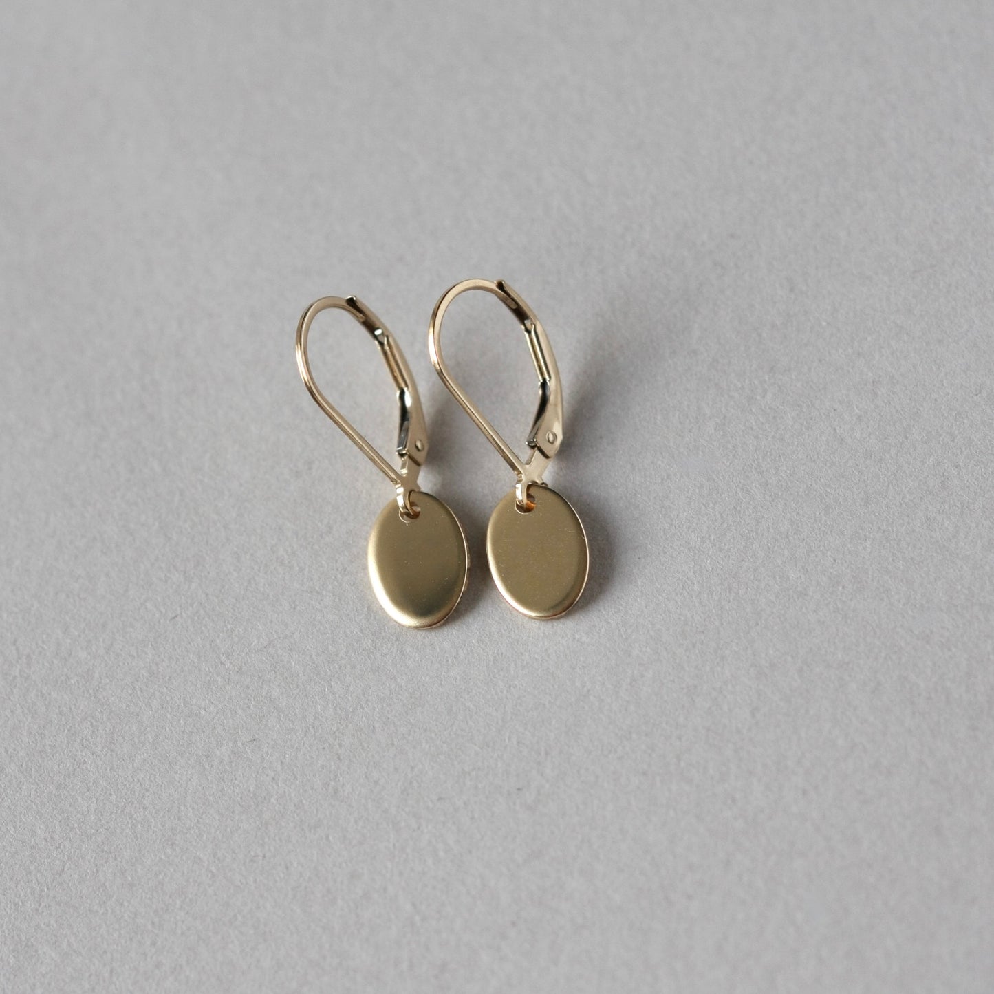 Gold Oval Dangle Earrings