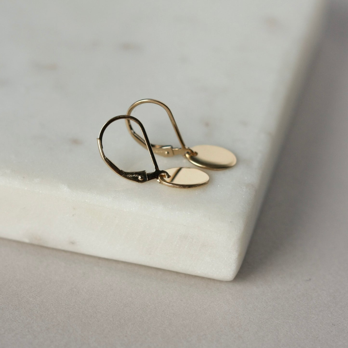 Gold Oval Dangle Earrings