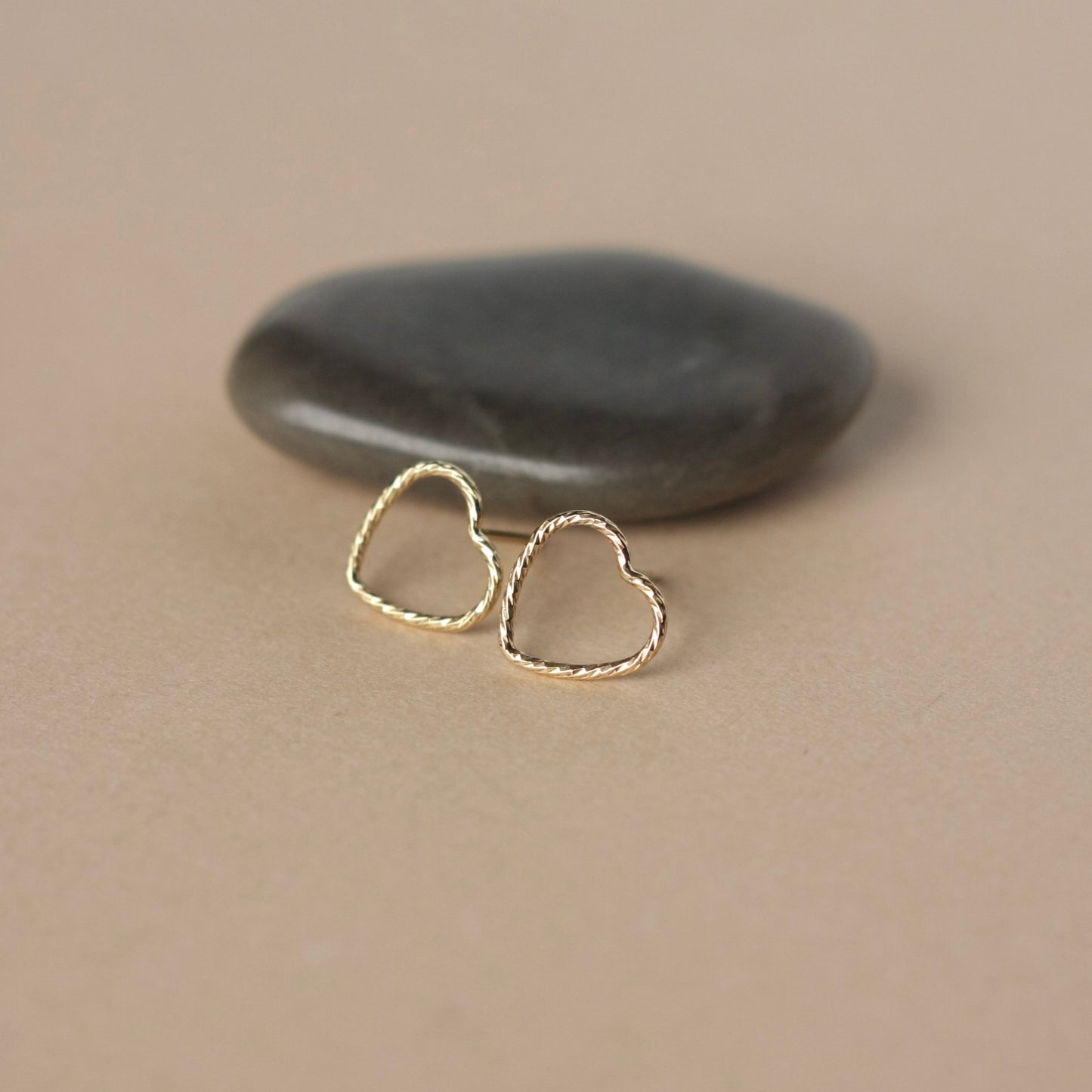 Sparkly Gold Heart Stud Earrings