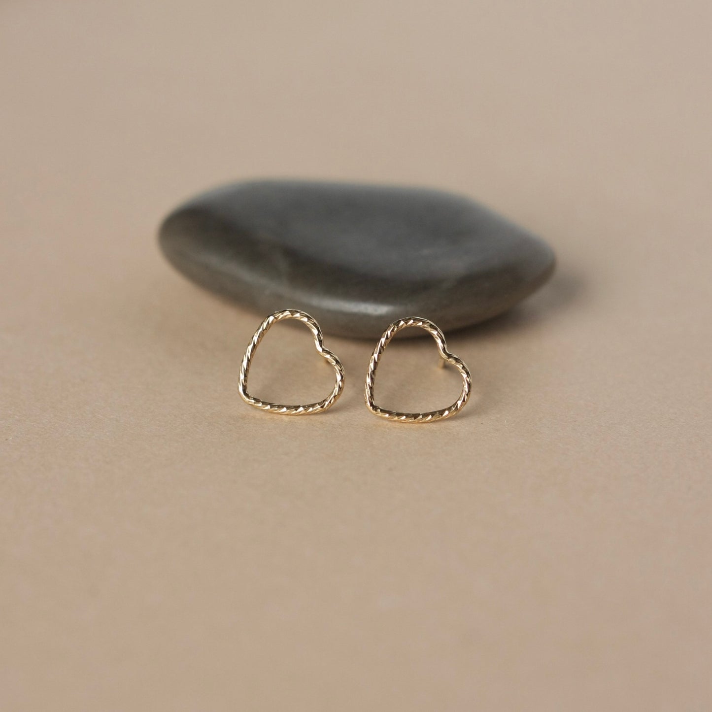 Sparkly Gold Heart Stud Earrings