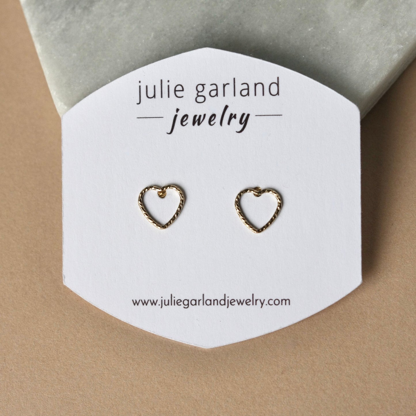 Sparkly Gold Heart Stud Earrings