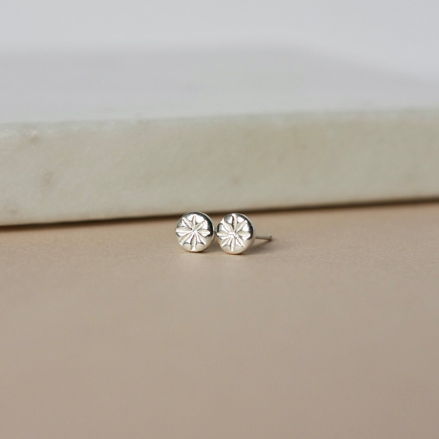 Small Silver Flower Stud Earrings