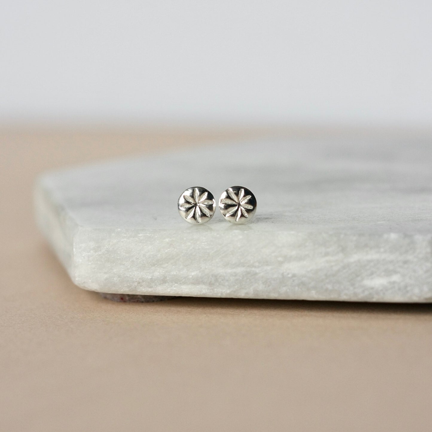 Small Silver Flower Stud Earrings