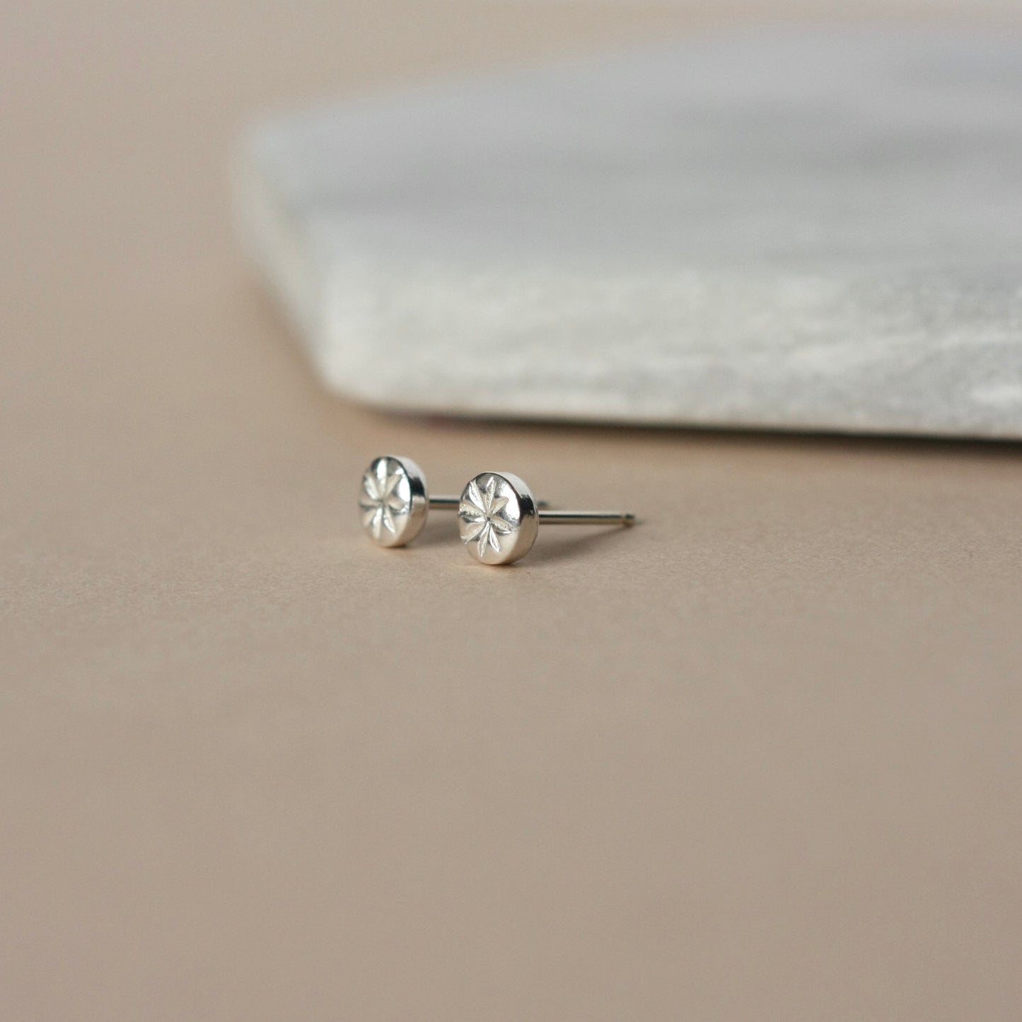 Small Silver Flower Stud Earrings