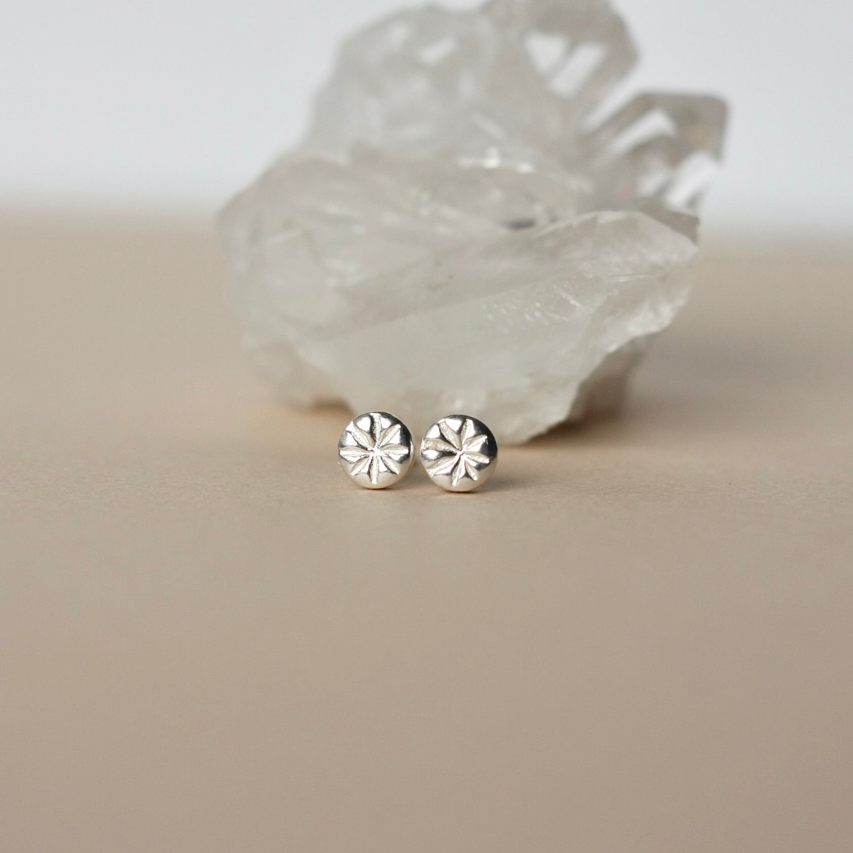 Small Silver Flower Stud Earrings