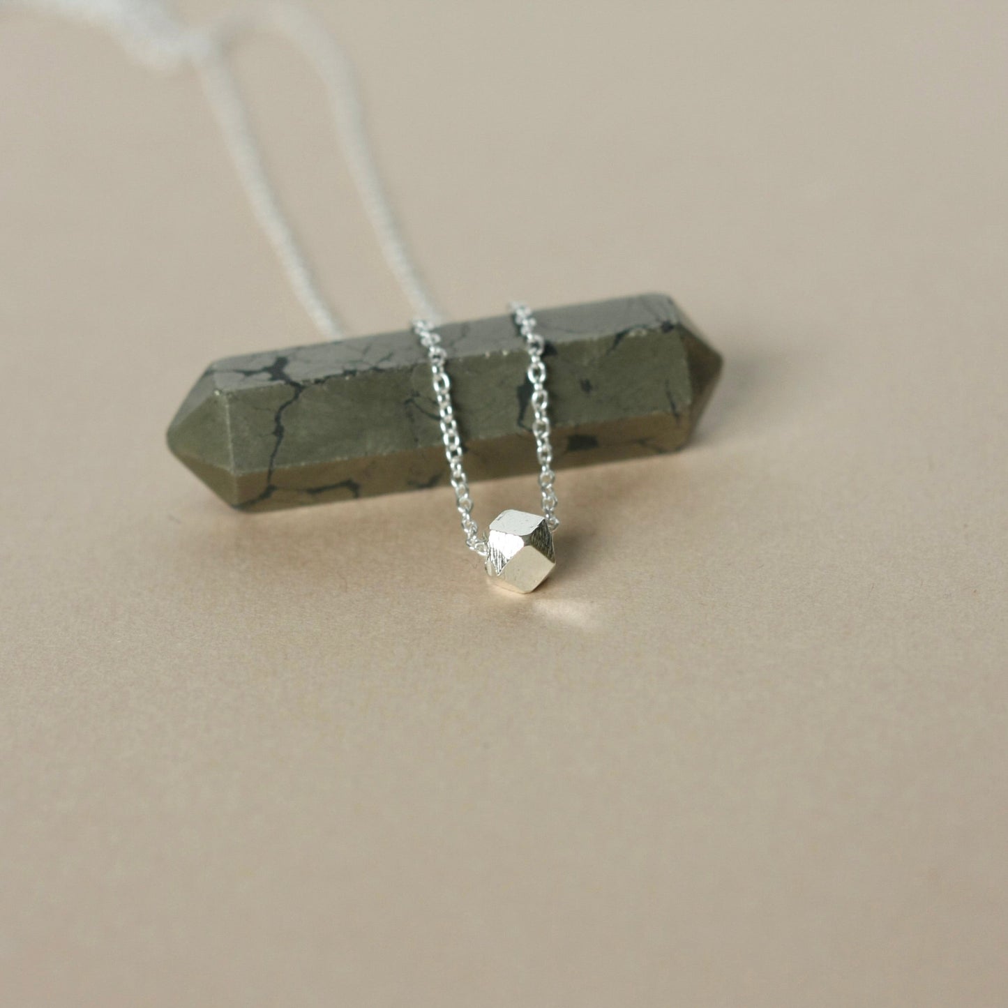 Silver Solitaire Nugget Necklace