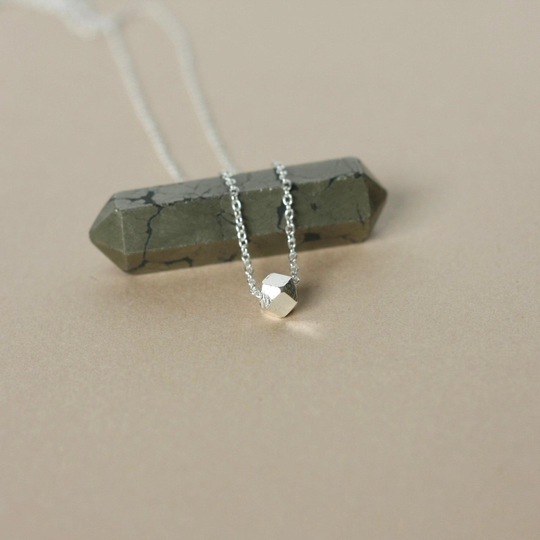 Silver Solitaire Nugget Necklace