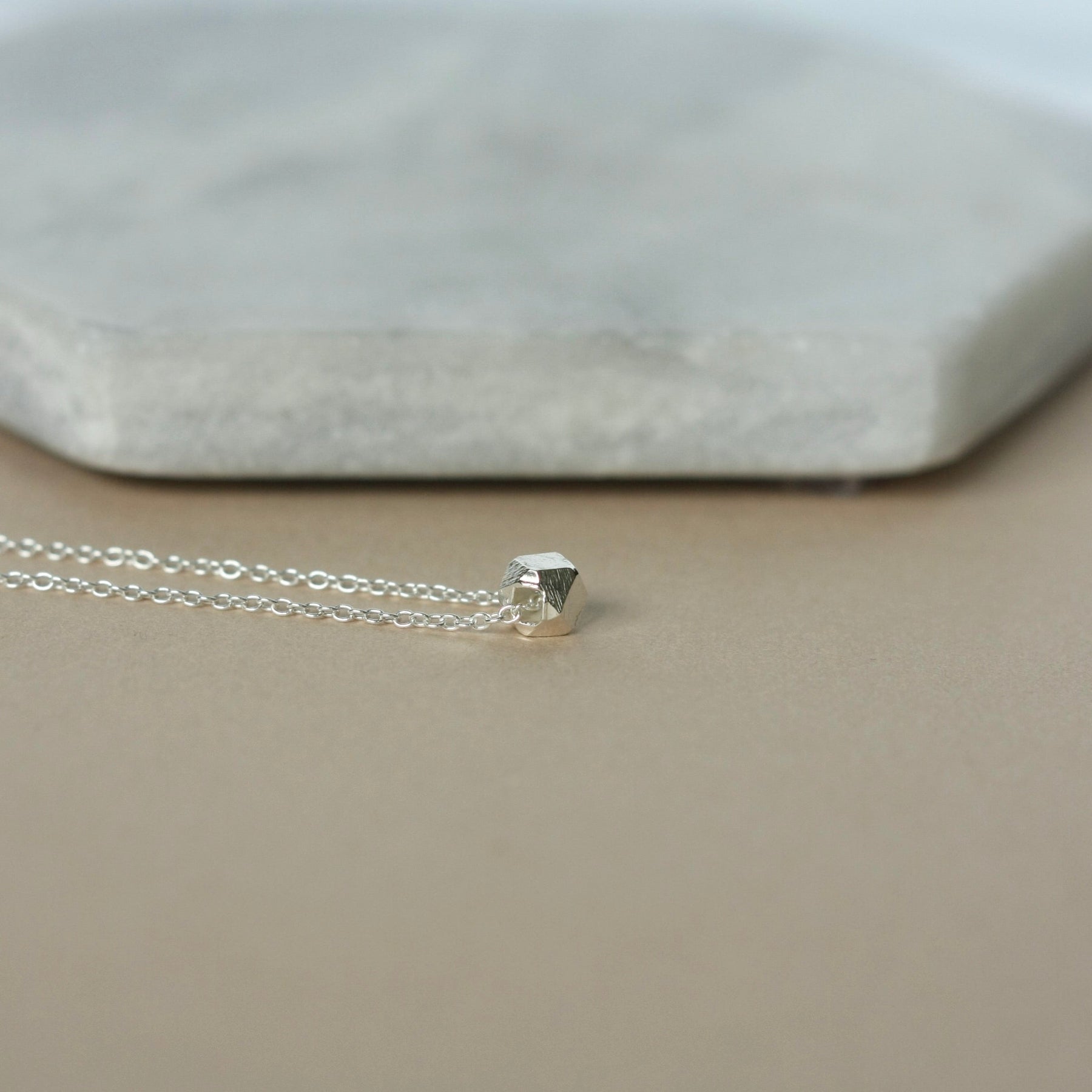 Silver Solitaire Nugget Necklace