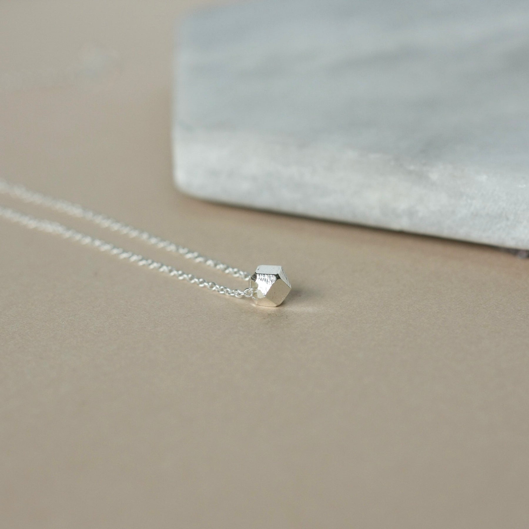Silver Solitaire Nugget Necklace
