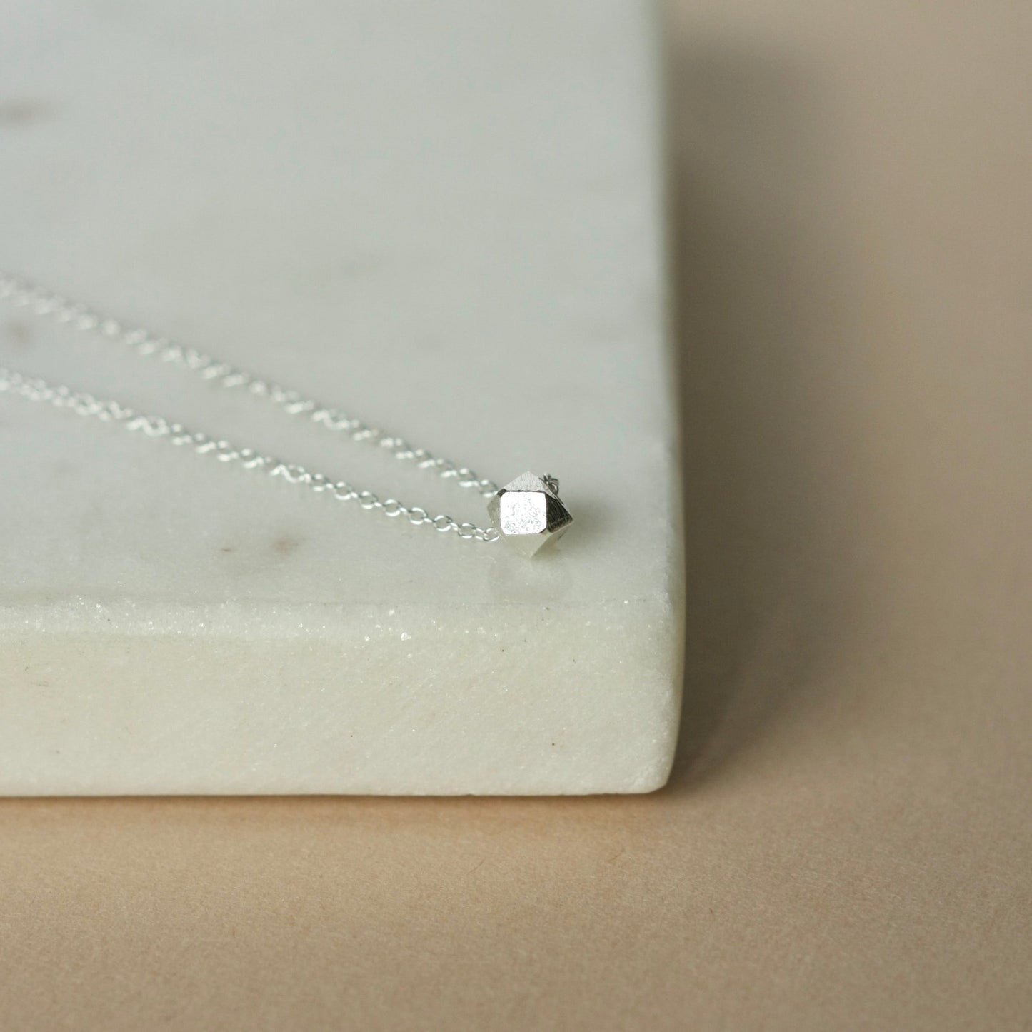 Silver Solitaire Nugget Necklace