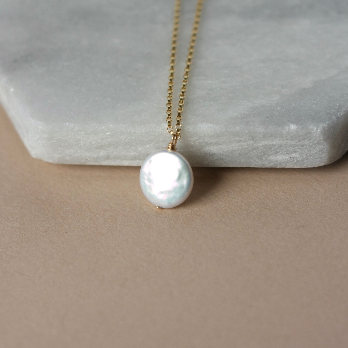 Gold Coin Pearl Necklace