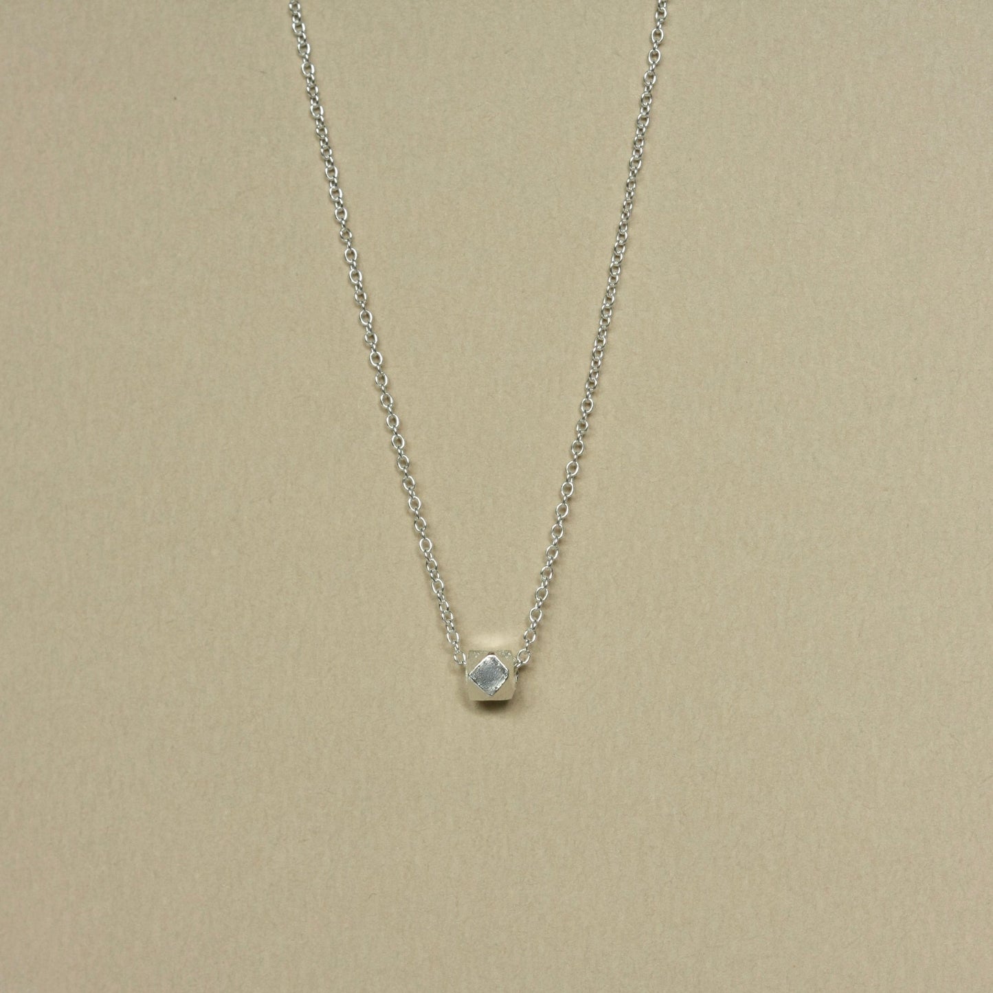 Silver Solitaire Nugget Necklace