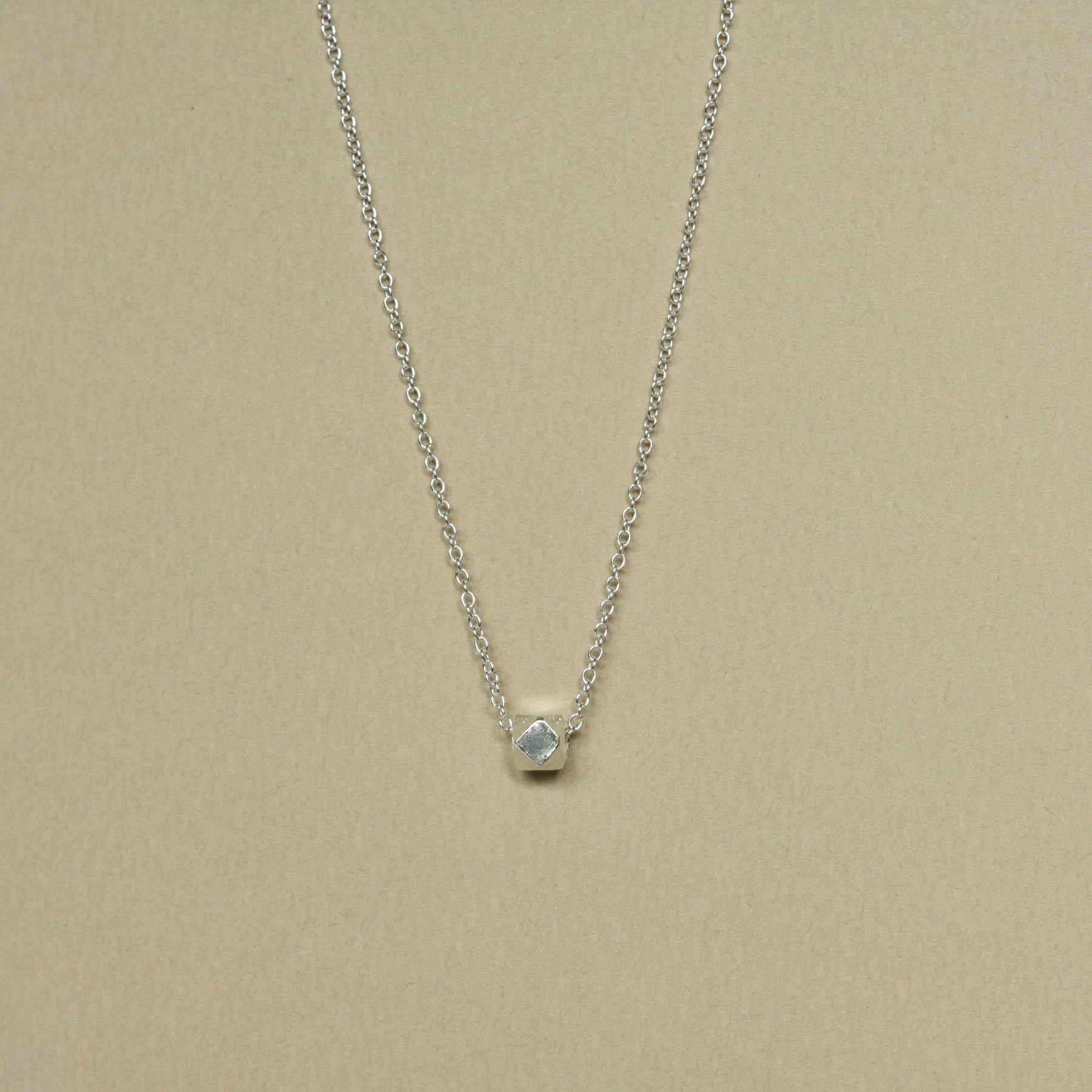 Silver Solitaire Nugget Necklace