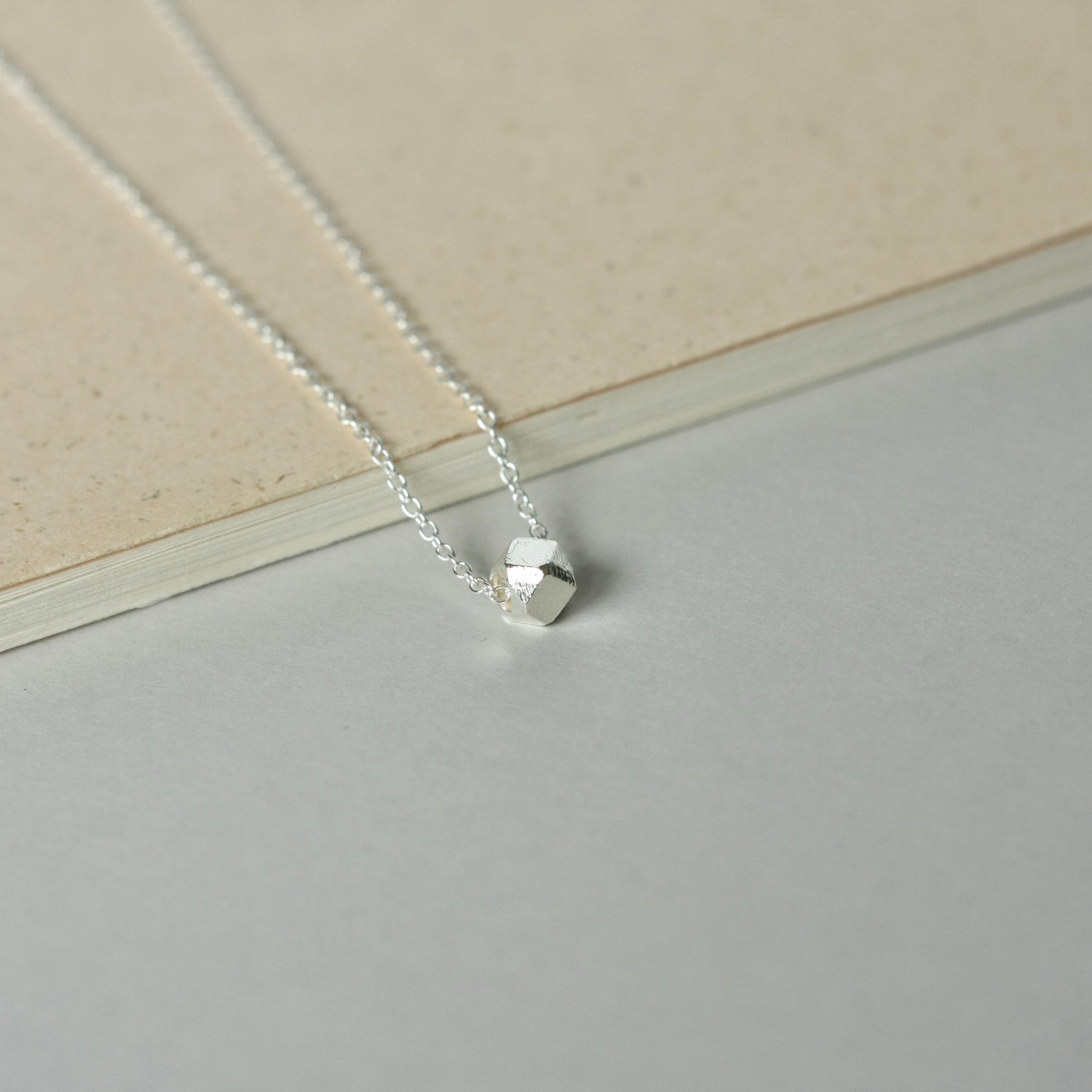 Silver Solitaire Nugget Necklace