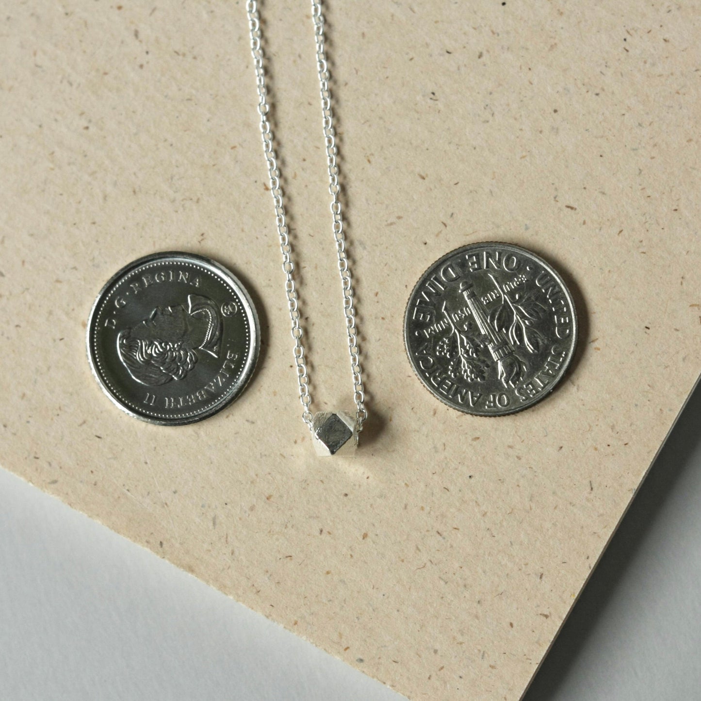 Silver Solitaire Nugget Necklace