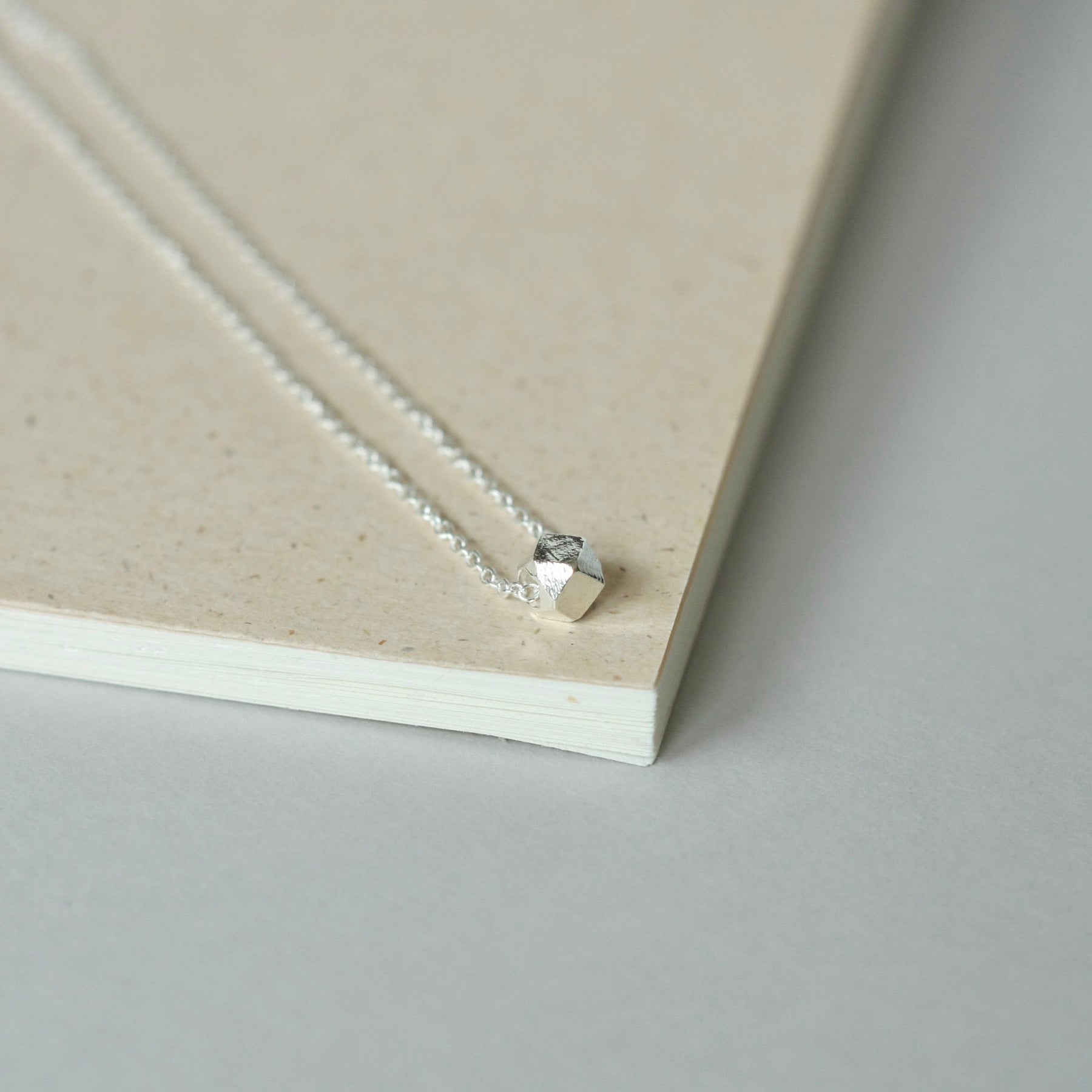 Silver Solitaire Nugget Necklace