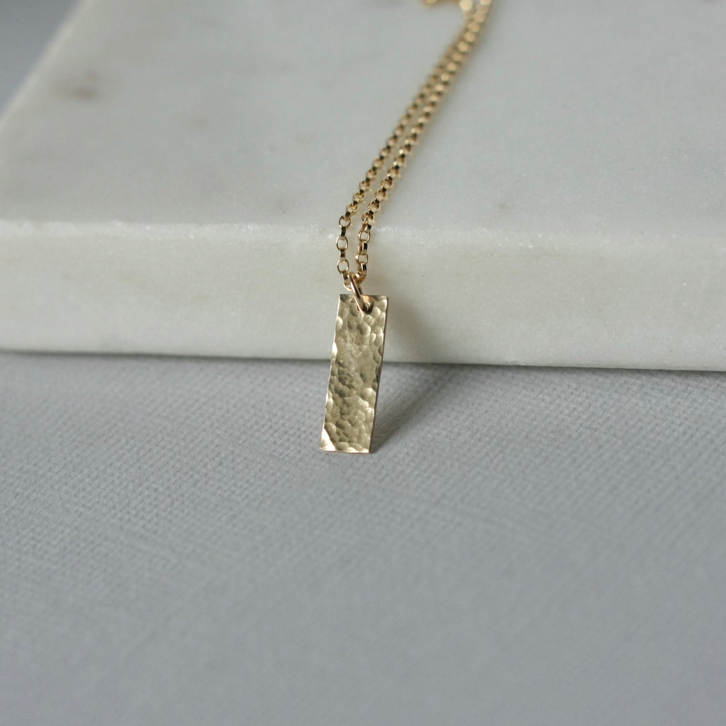 Hammered Gold Bar Necklace