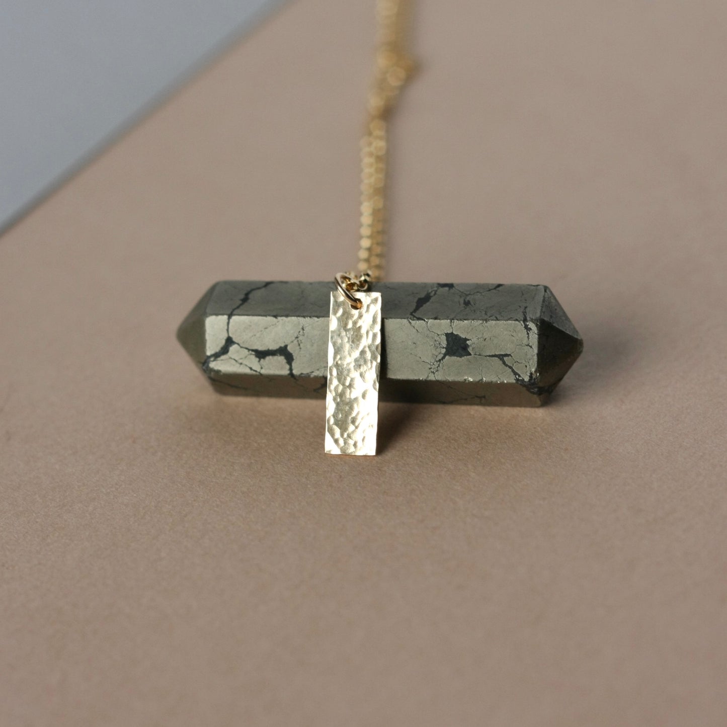 Hammered Gold Bar Necklace