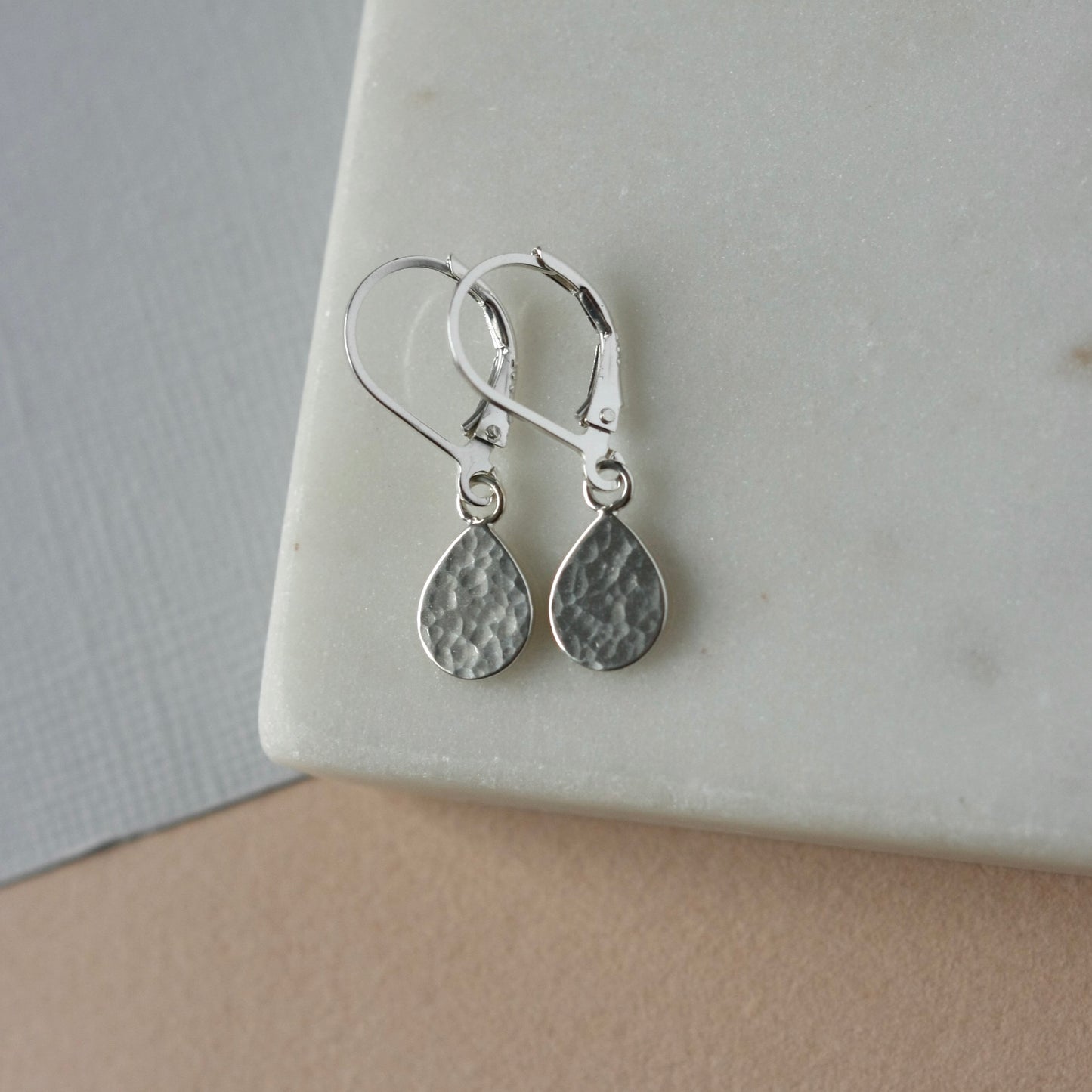 Hammered Sterling Silver Teardrop Earrings