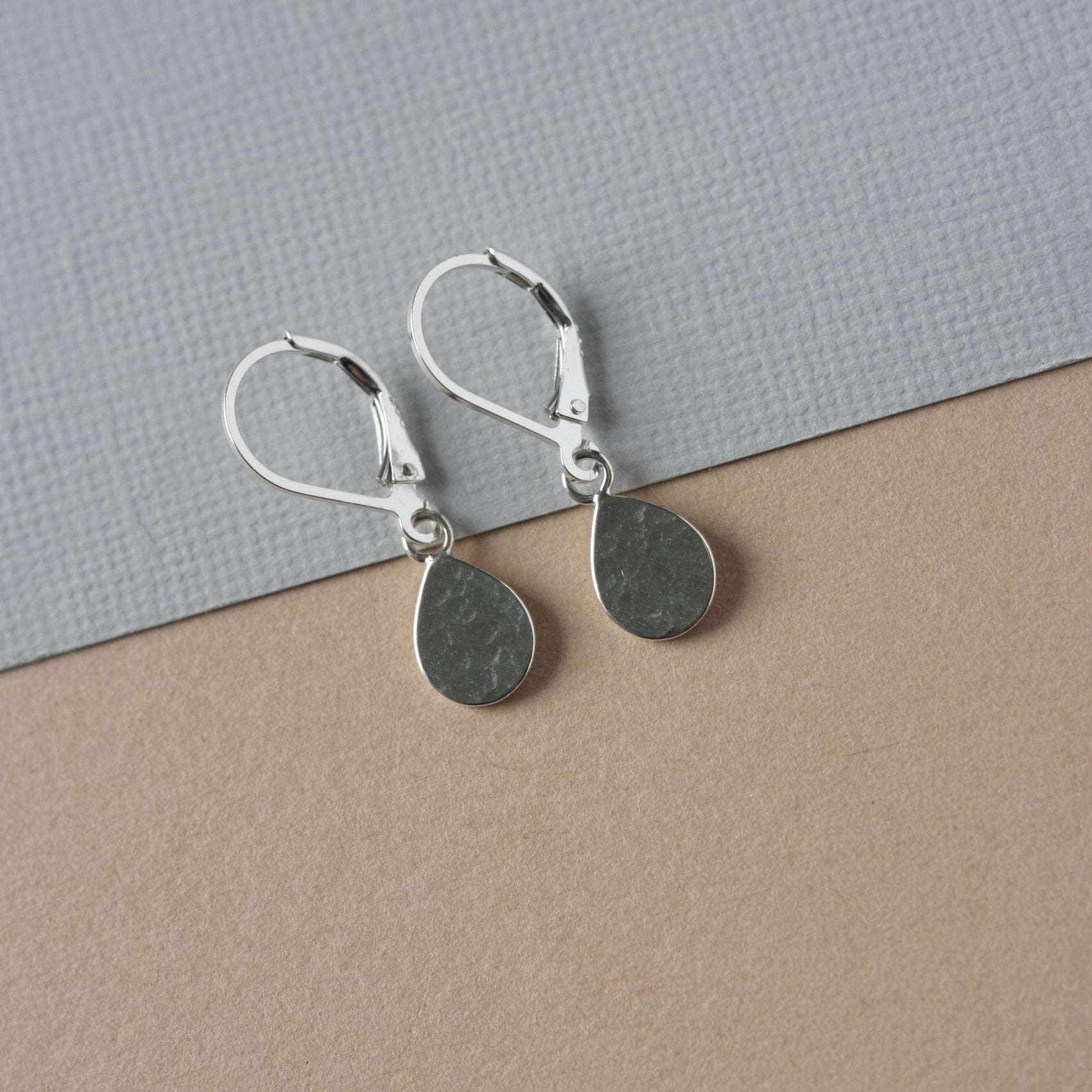 Hammered Sterling Silver Teardrop Earrings