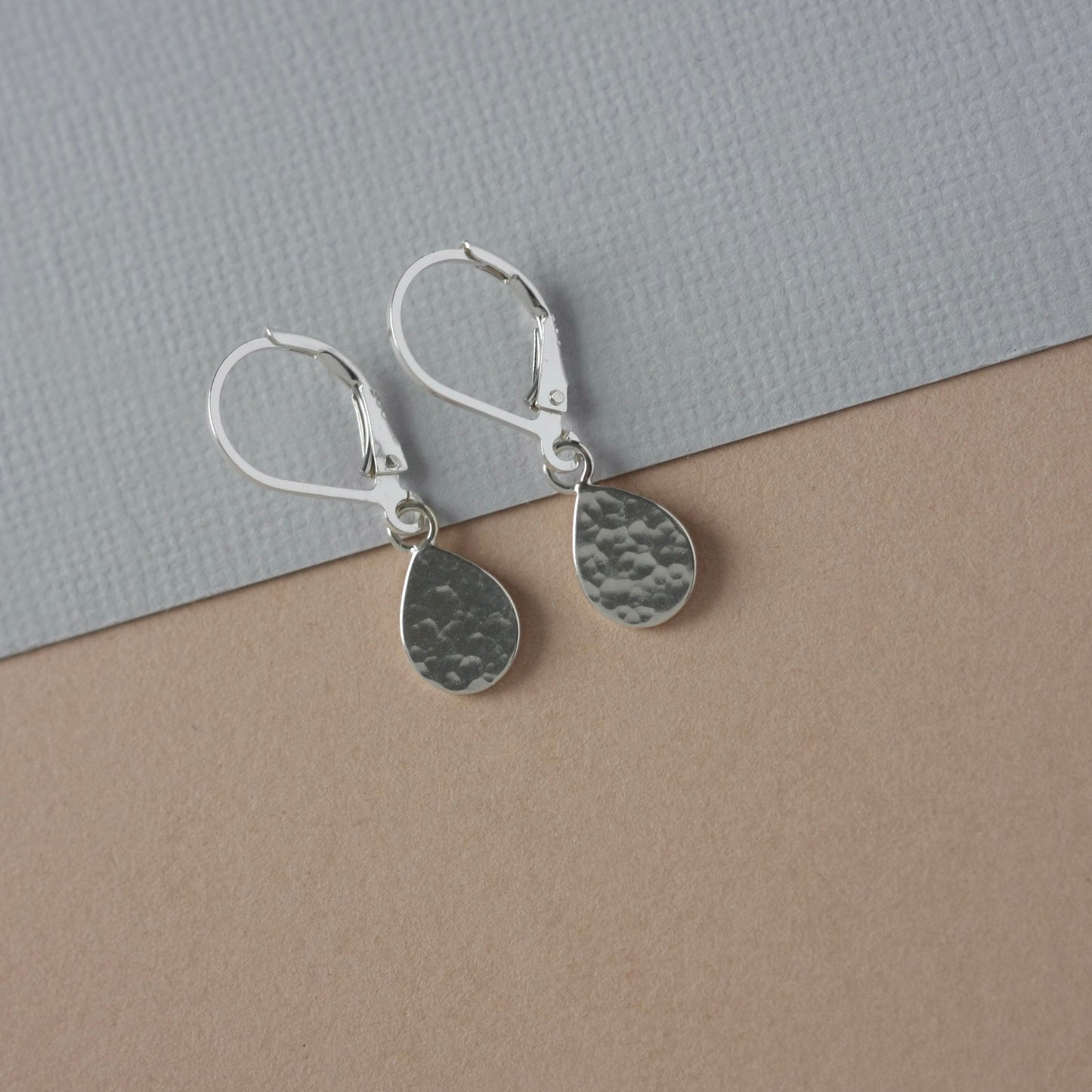 Hammered Sterling Silver Teardrop Earrings