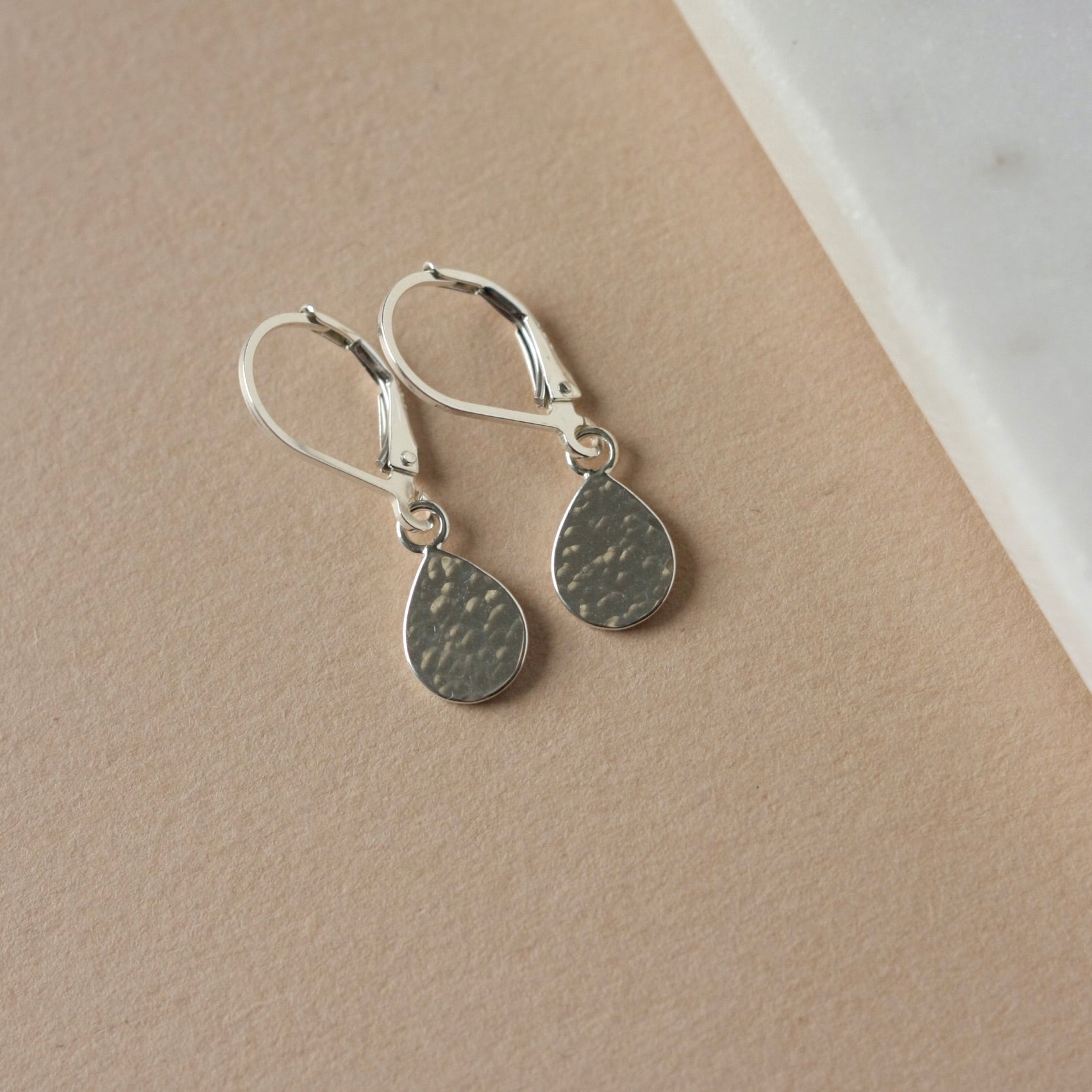 Hammered Sterling Silver Teardrop Earrings