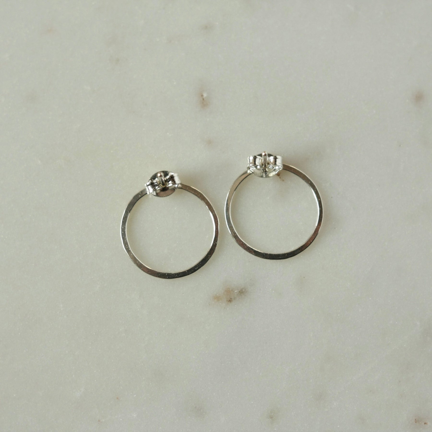 Big Sterling Silver Hammered Open Circle Studs