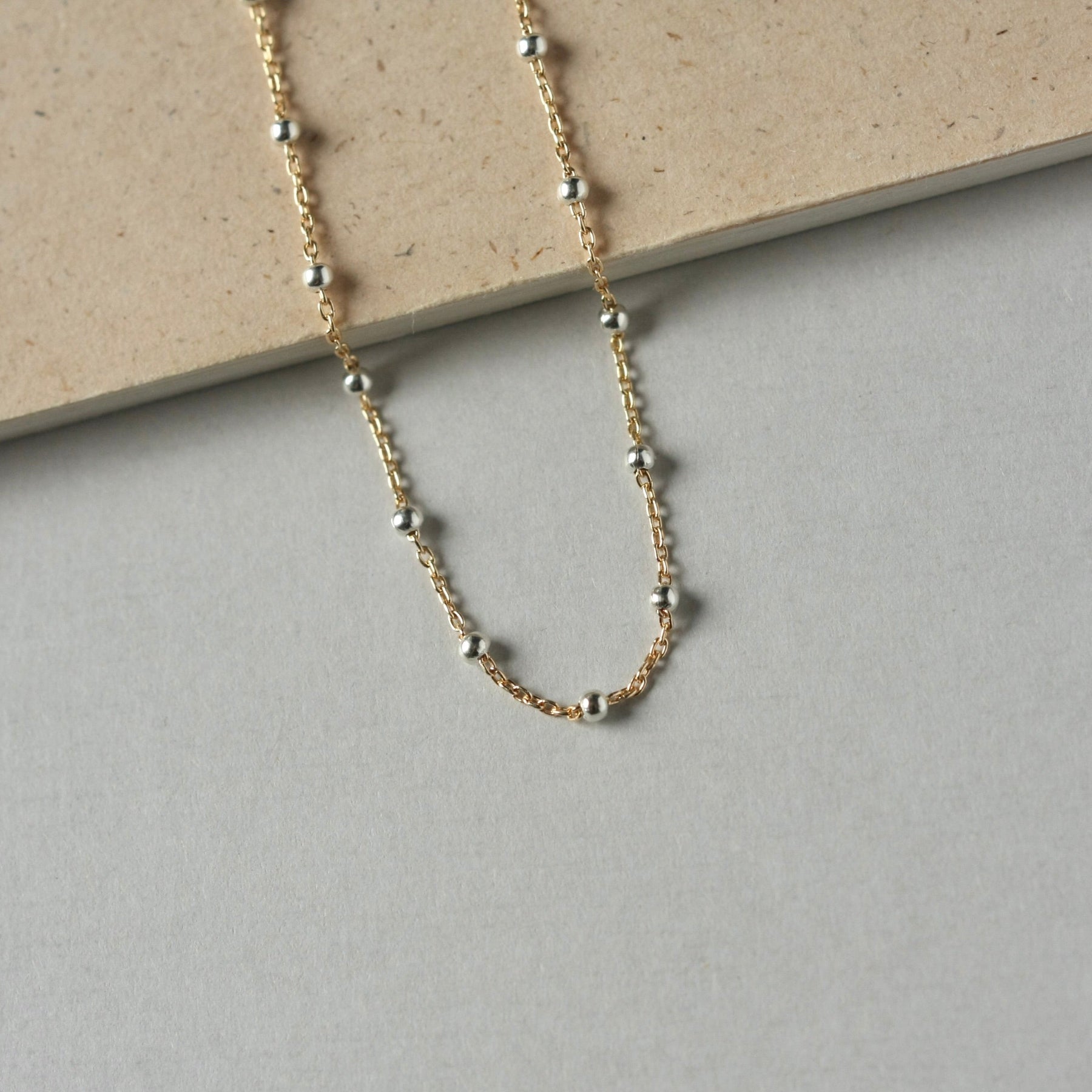 Dainty Mixed Metal Satellite Chain Necklace
