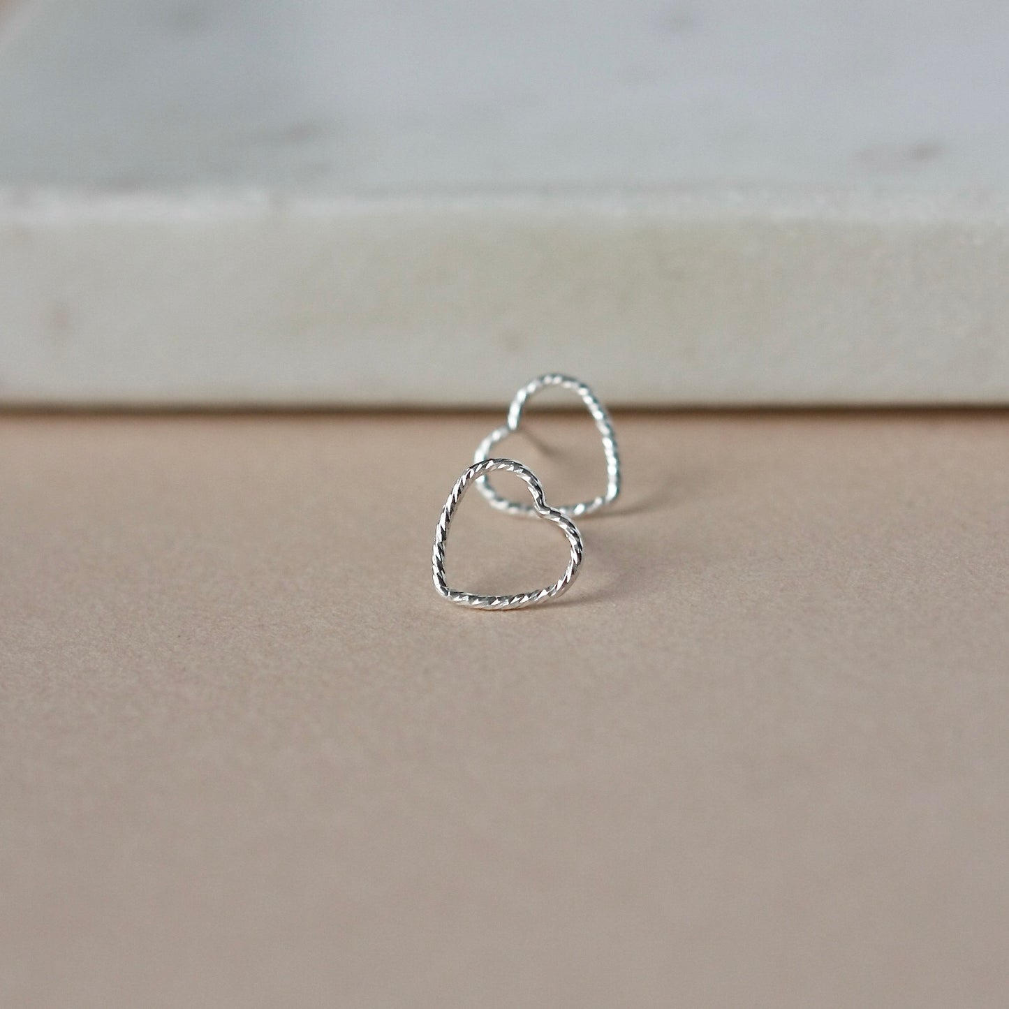 Sparkly Sterling Silver Heart Stud Earrings