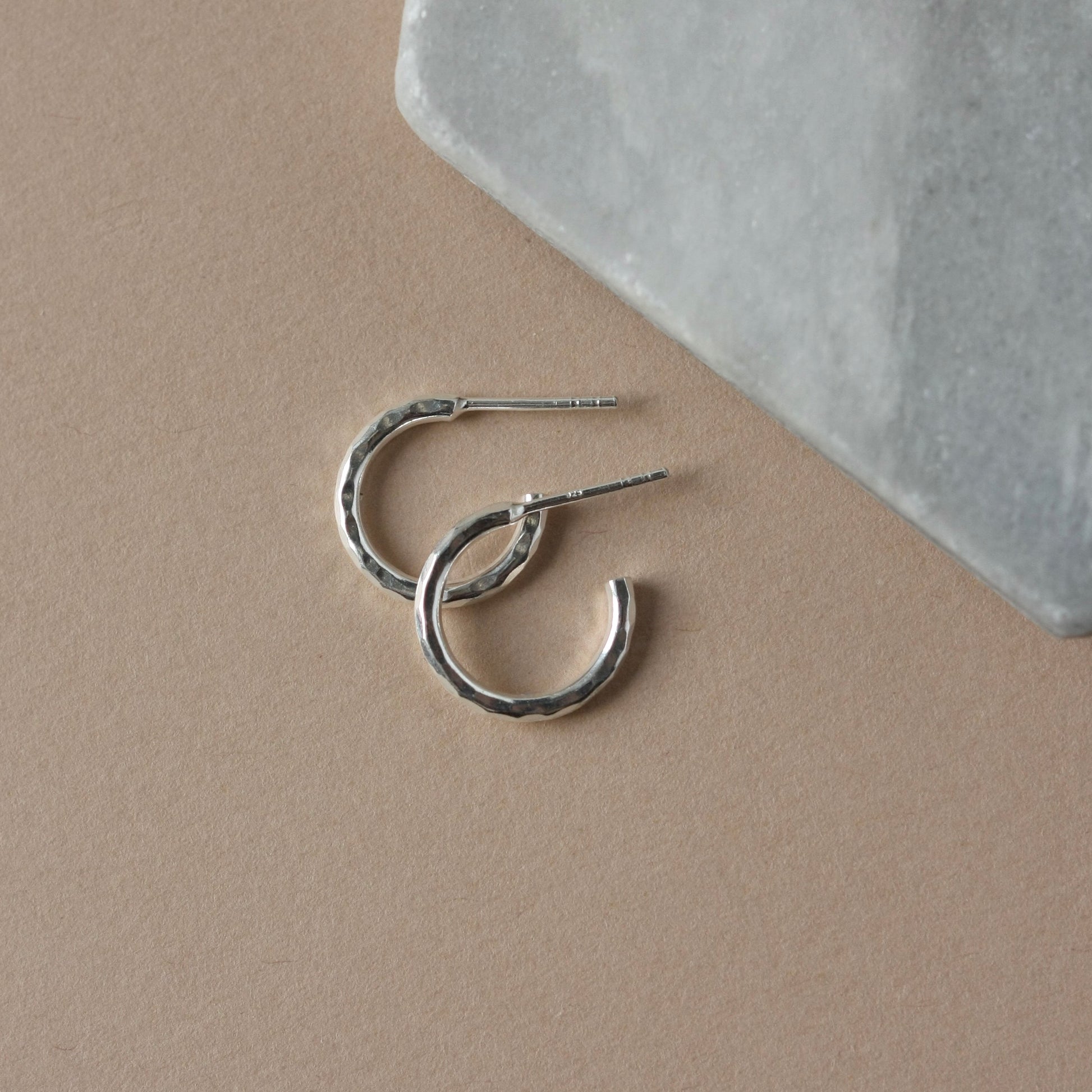 Small Hammered Sterling Silver Everyday Hoops