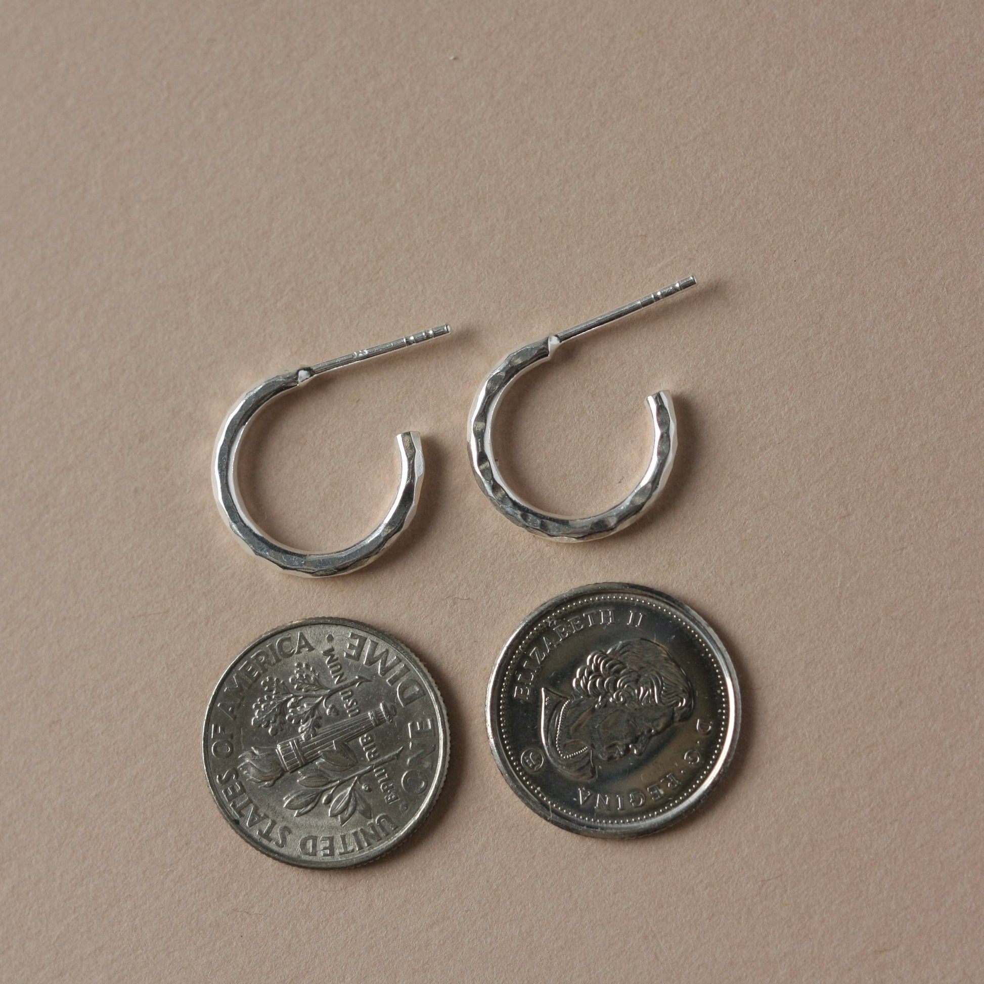 Small Hammered Sterling Silver Everyday Hoops