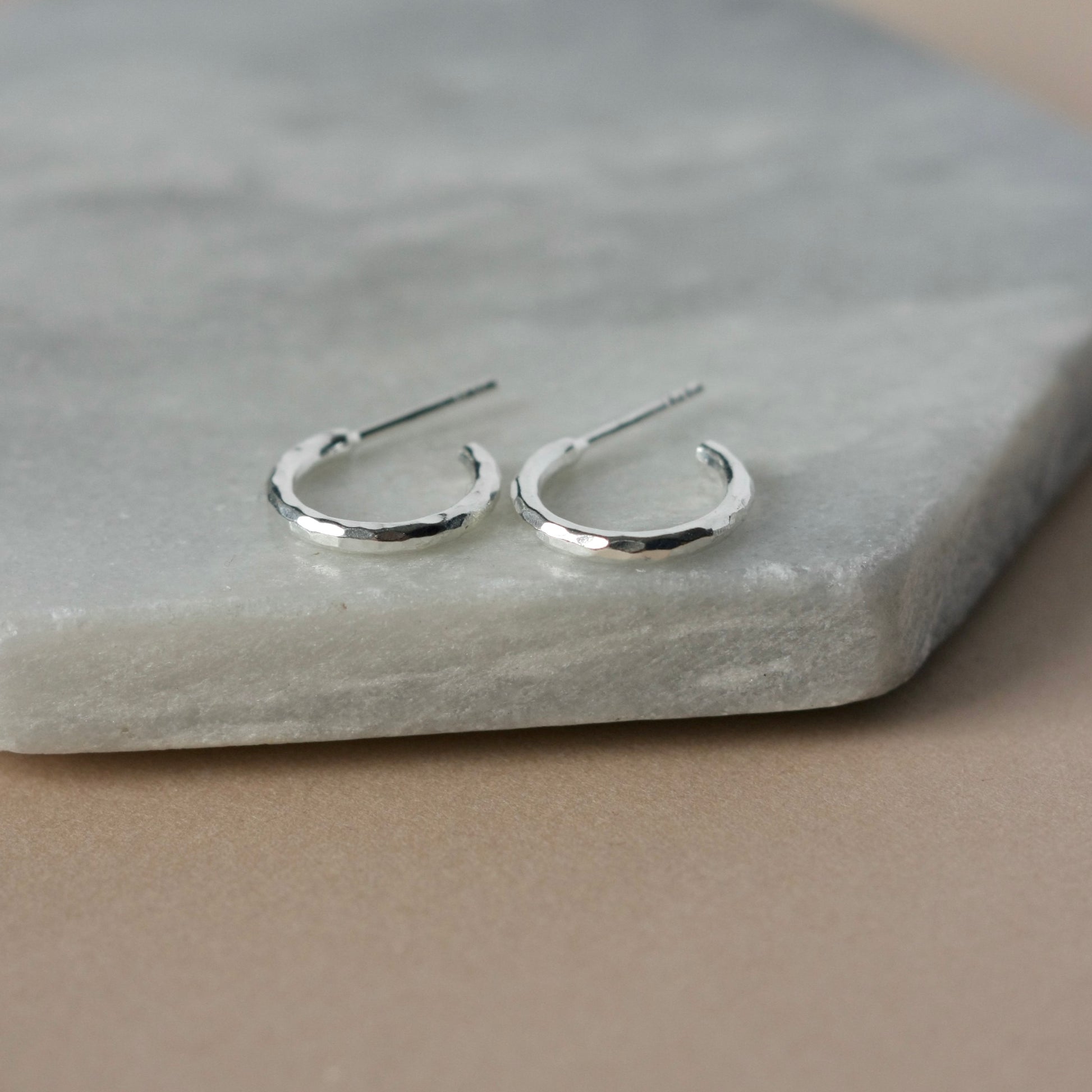 Small Hammered Sterling Silver Everyday Hoops