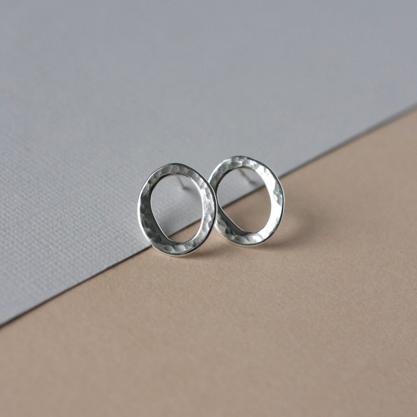 Organic Sterling Silver Circle Studs