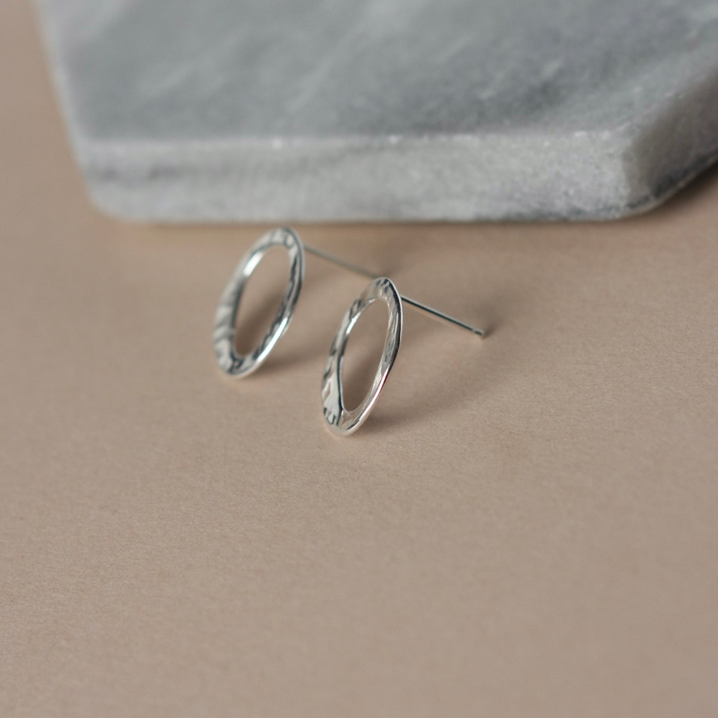 Organic Sterling Silver Circle Studs