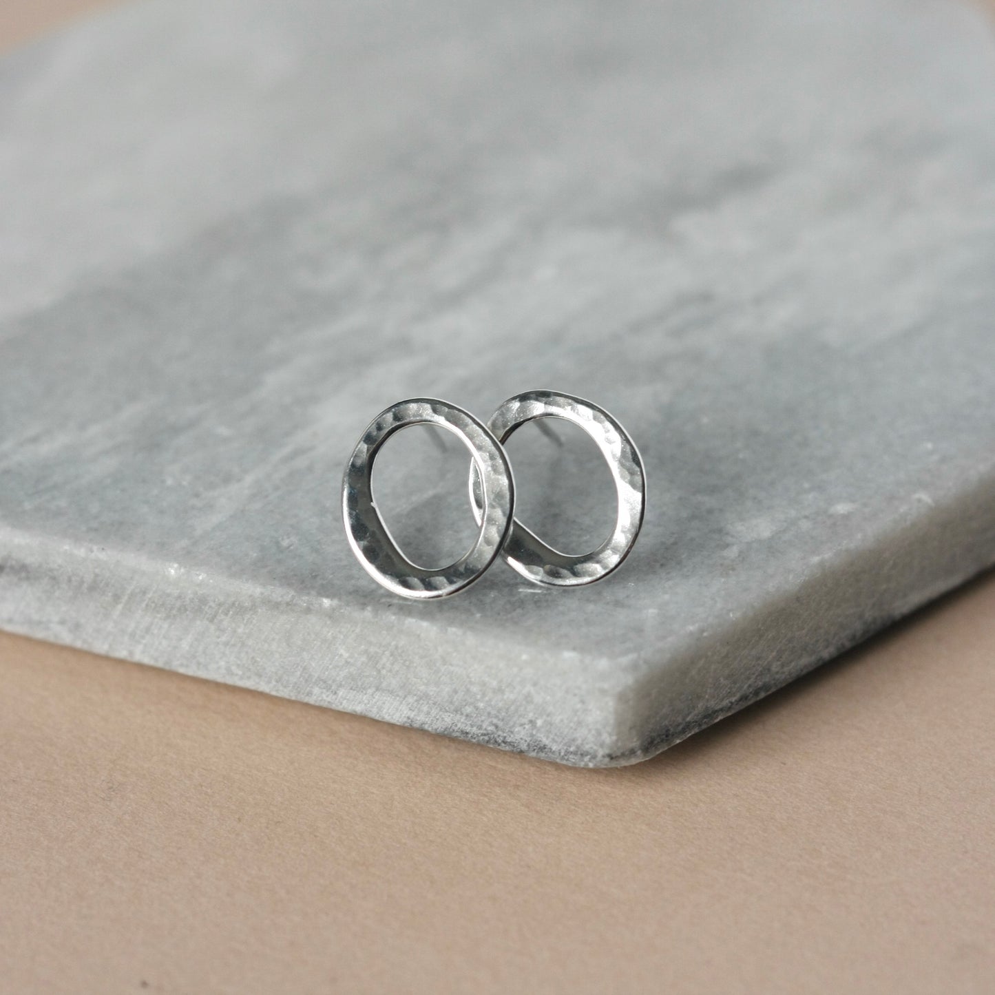 Organic Sterling Silver Circle Studs