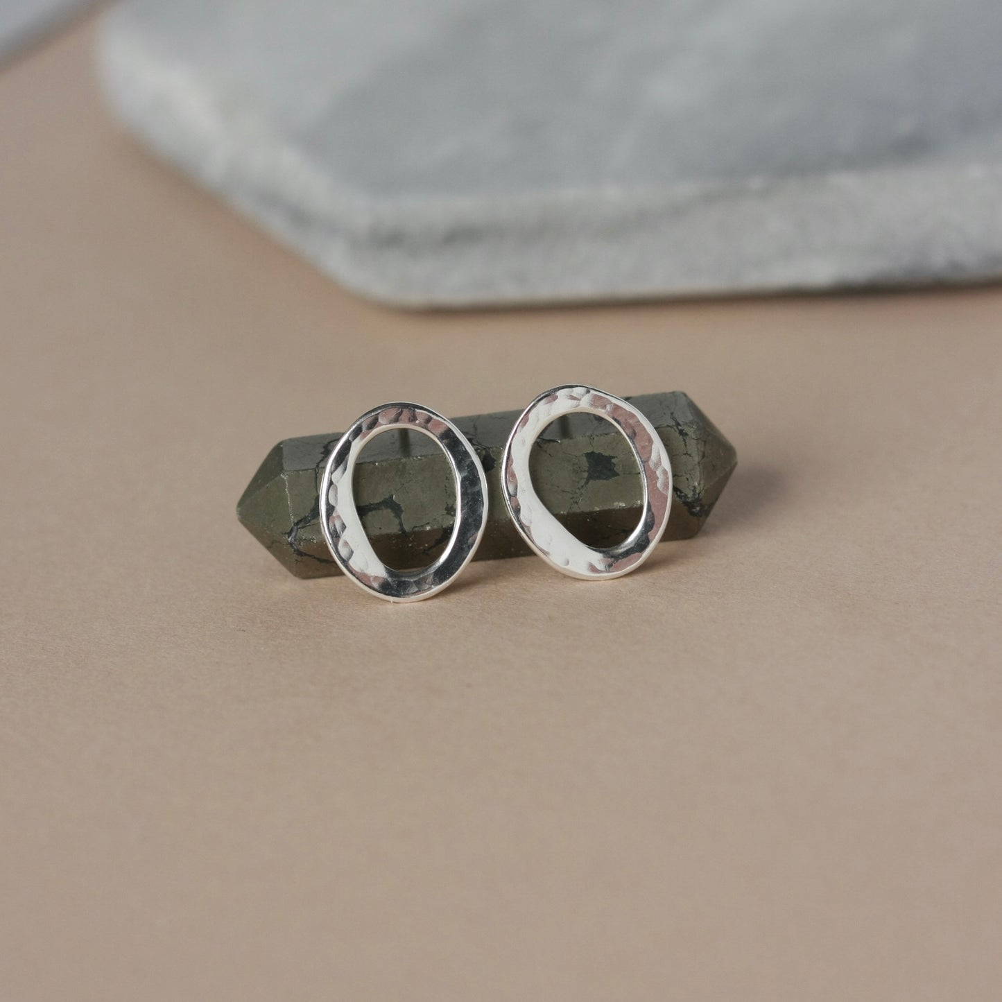 Organic Sterling Silver Circle Studs