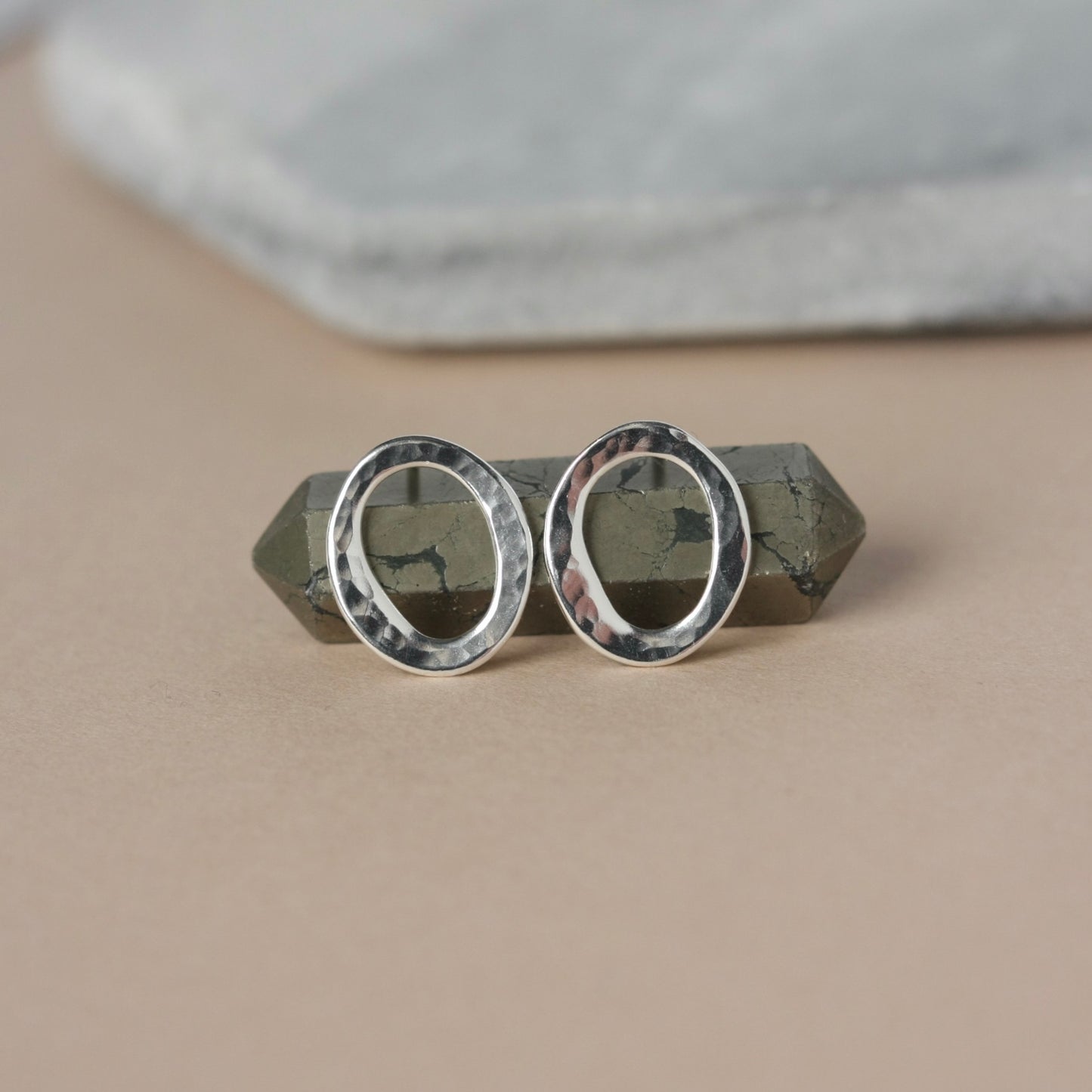 Organic Sterling Silver Circle Studs