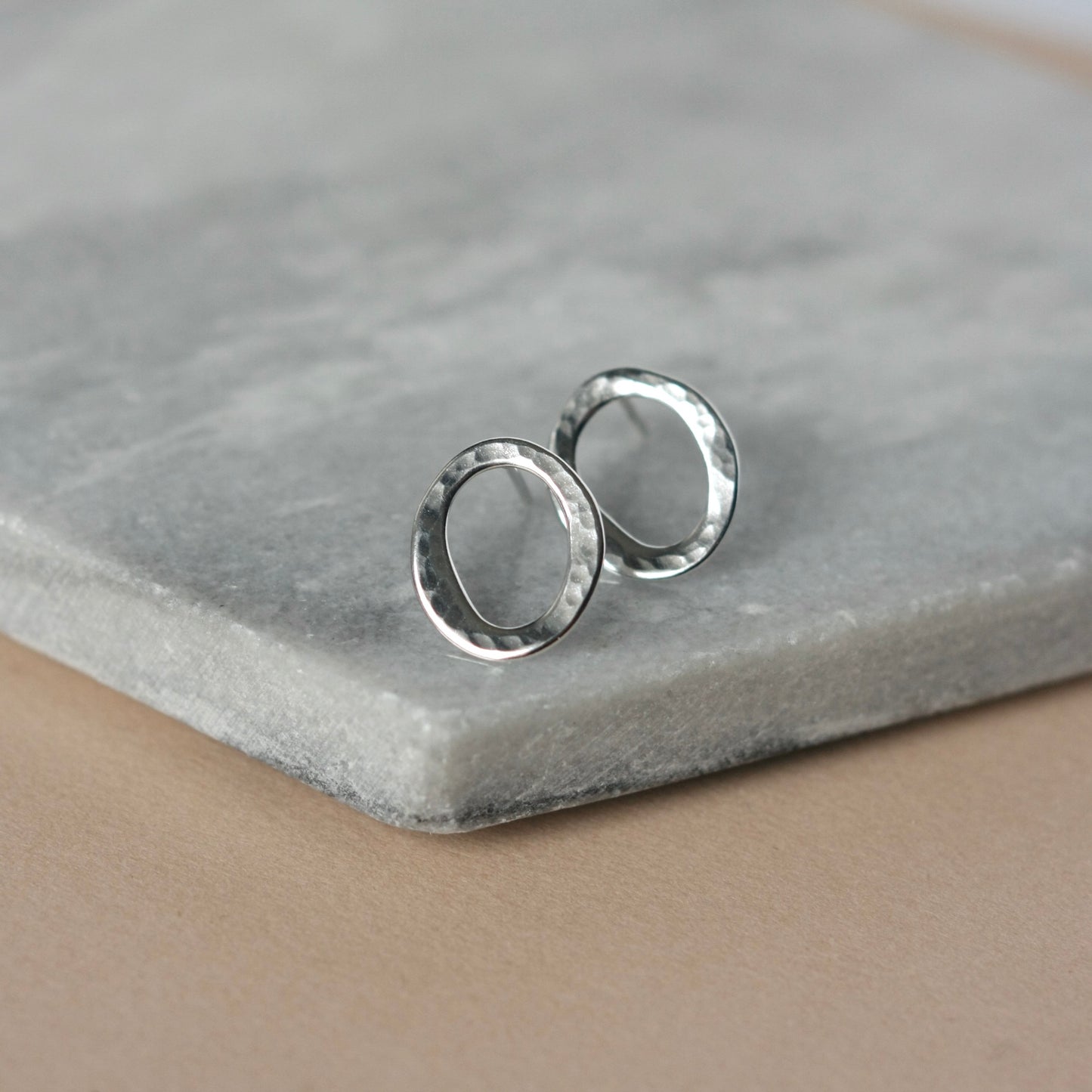 Organic Sterling Silver Circle Studs