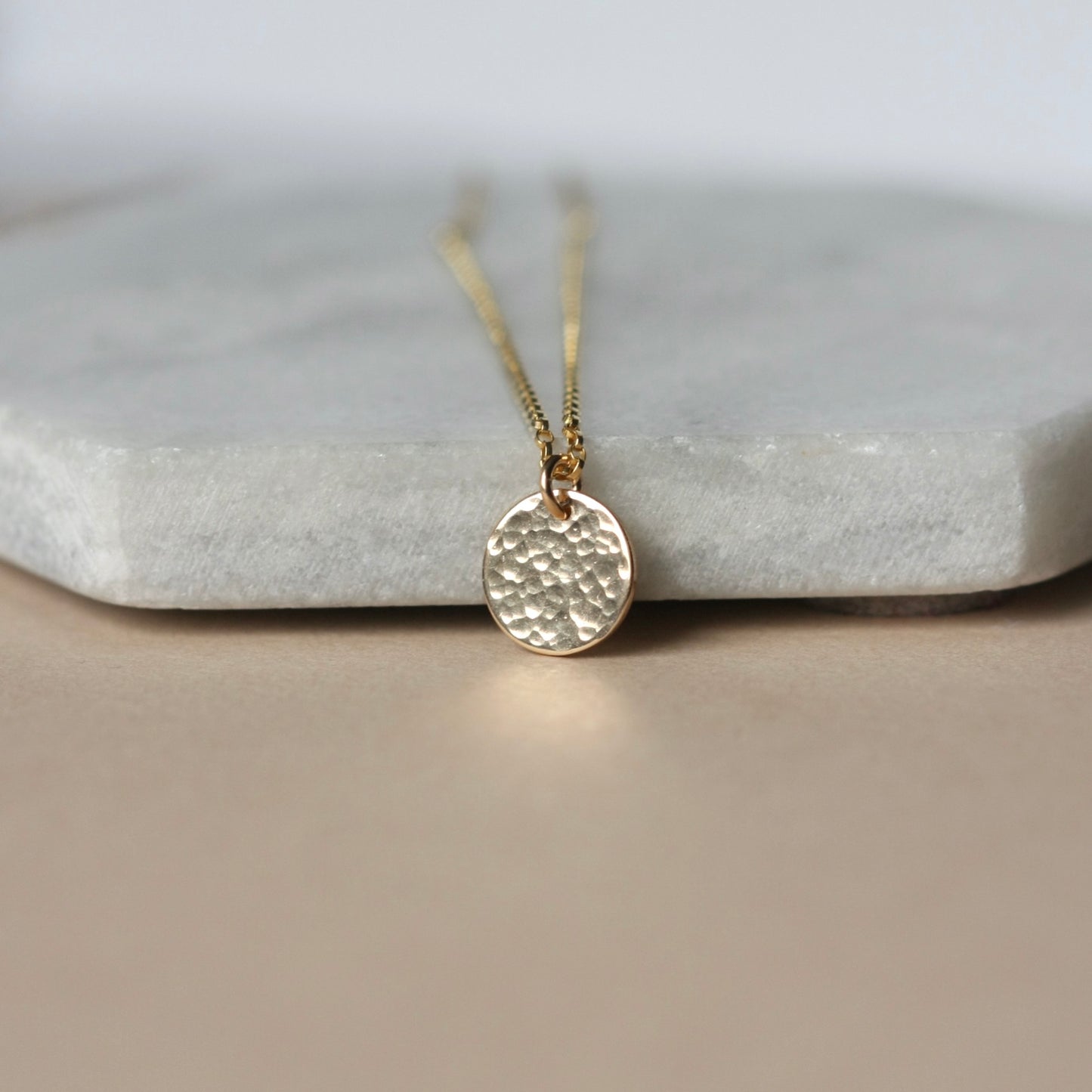 Hammered Gold Disc Necklace